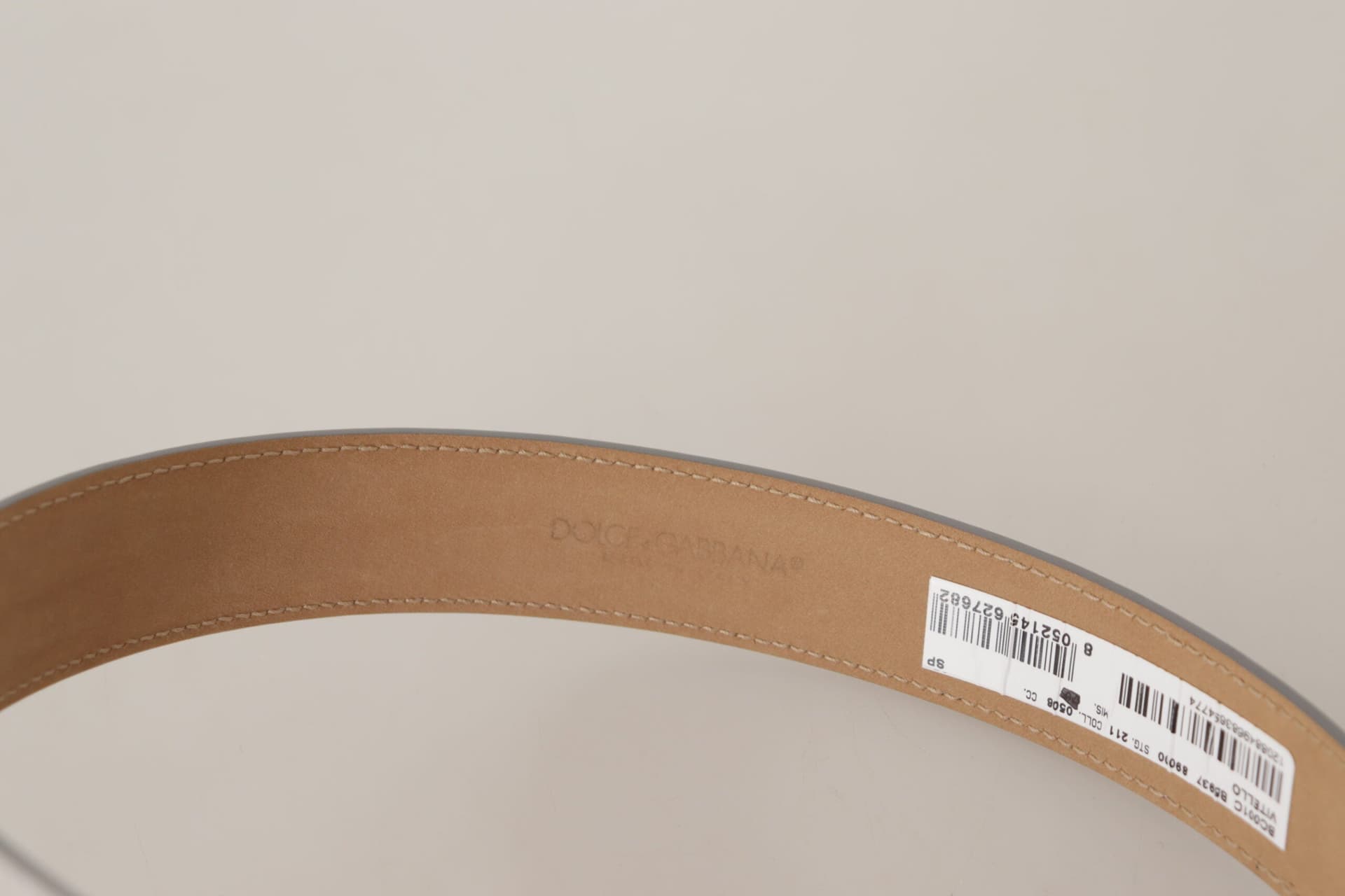 Dolce & Gabbana Silver Leather Gold Tone Logo Metal Buckle Belt - 3