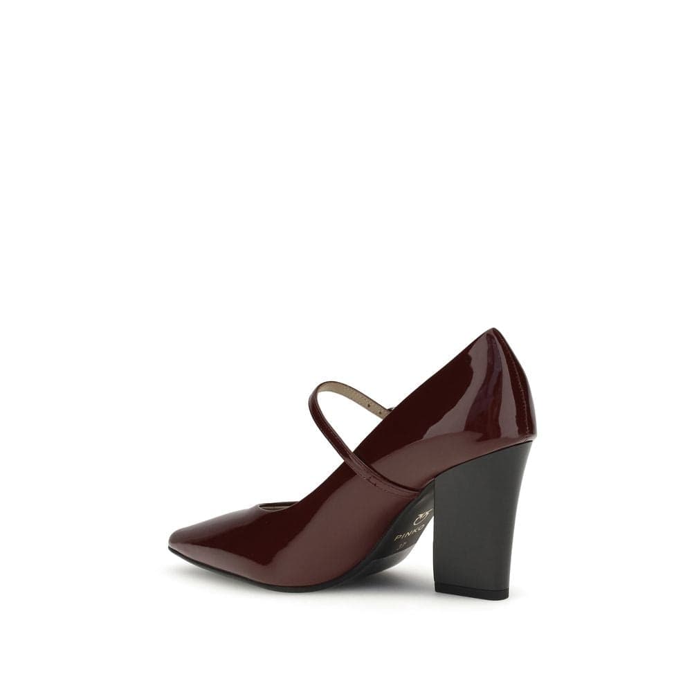 PINKO Bordeaux Calf Leather Bos Taurus High Heel Pumps - 3