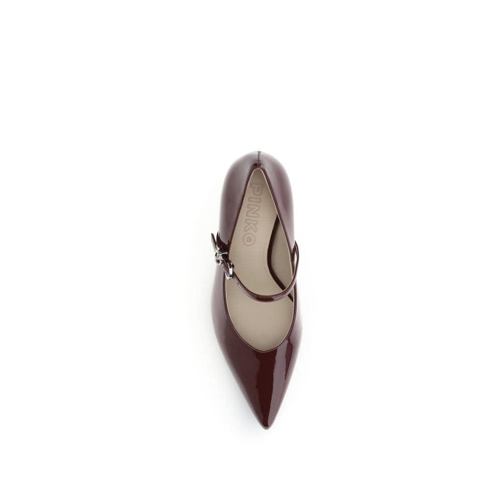 PINKO Bordeaux Calf Leather Bos Taurus High Heel Pumps - 4