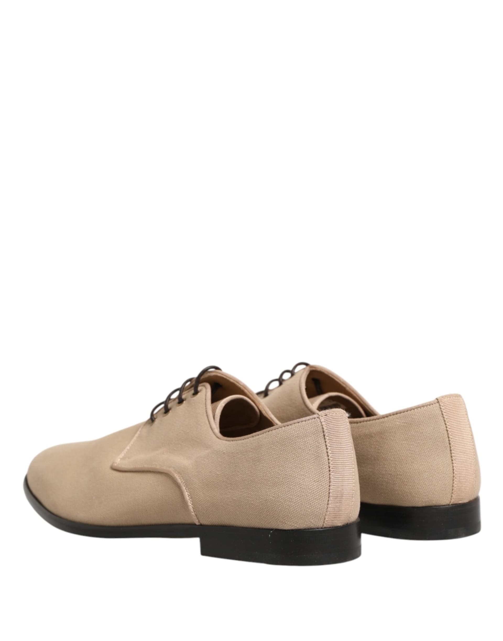 Dolce & Gabbana Beige Canvas Derby Lace Up Dress Men Shoes - 4