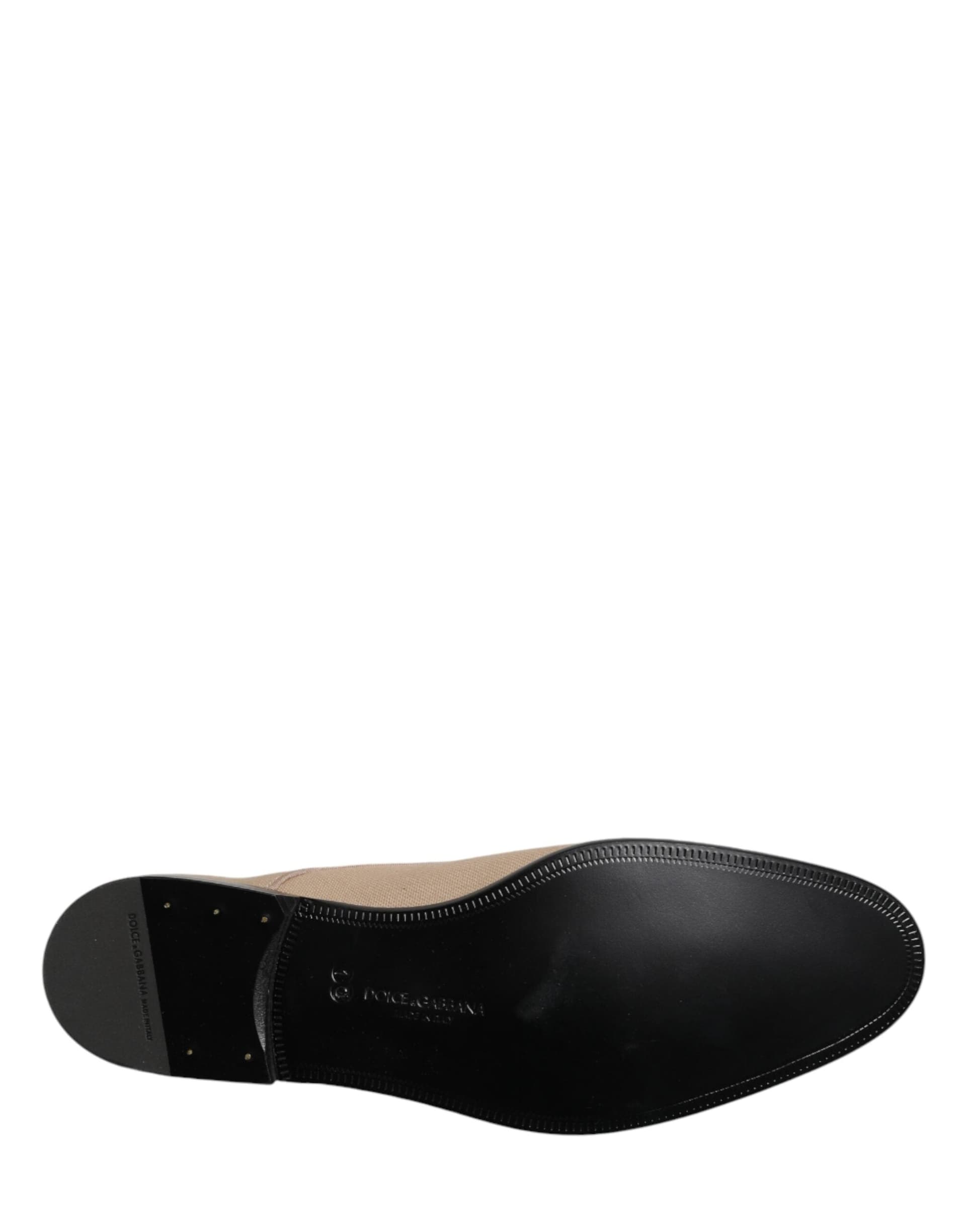 Dolce & Gabbana Beige Canvas Derby Lace Up Dress Men Shoes - 8