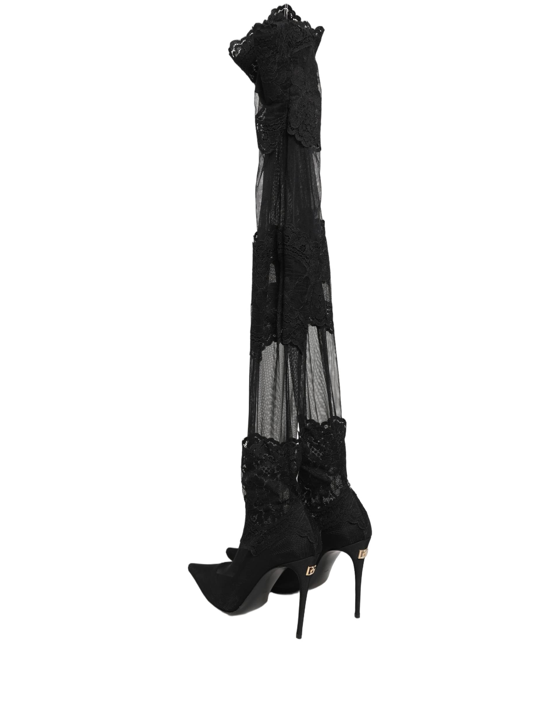Dolce & Gabbana Black Over The Knee Sock Pumps Boots Shoes - 2