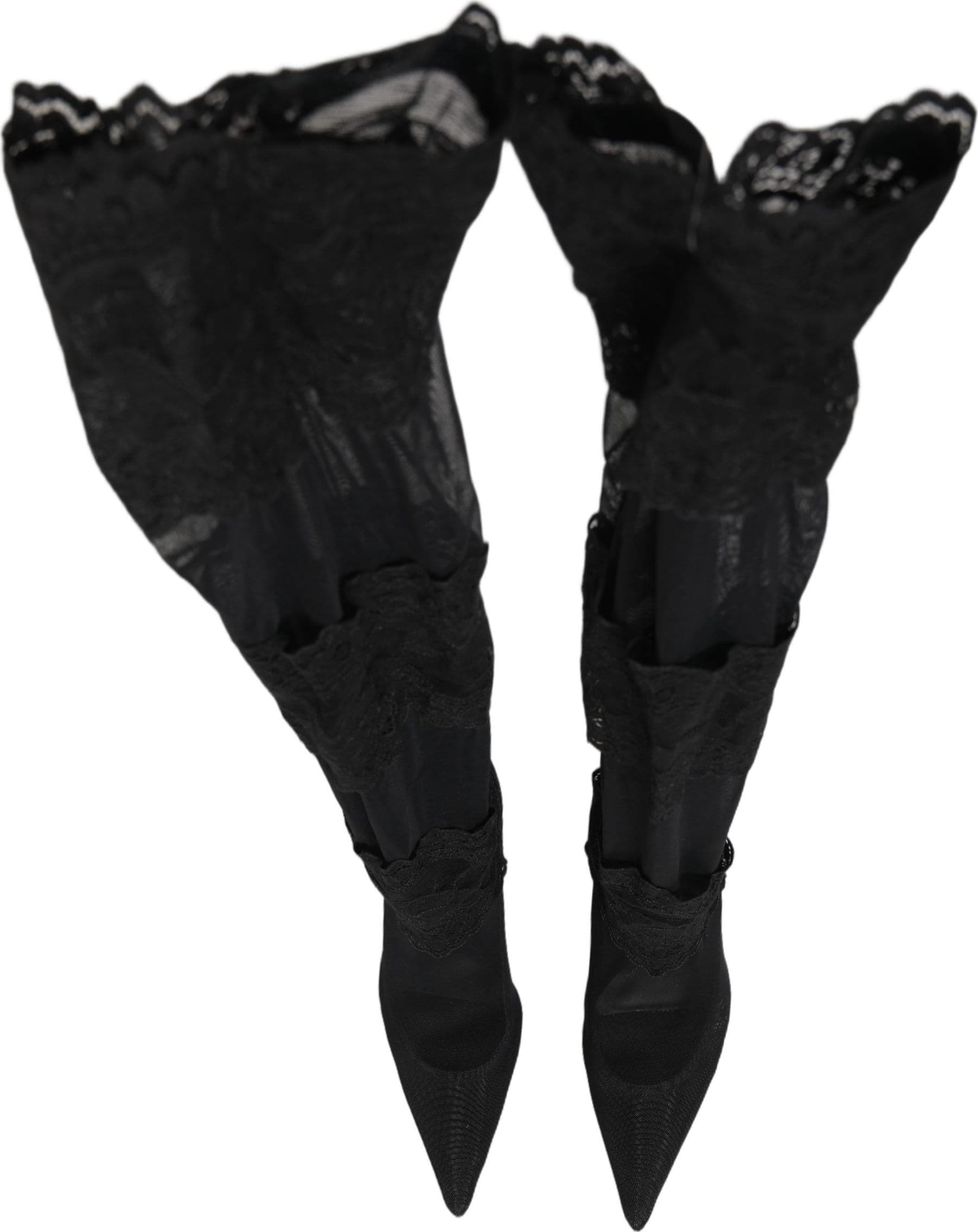 Dolce & Gabbana Black Over The Knee Sock Pumps Boots Shoes - 3