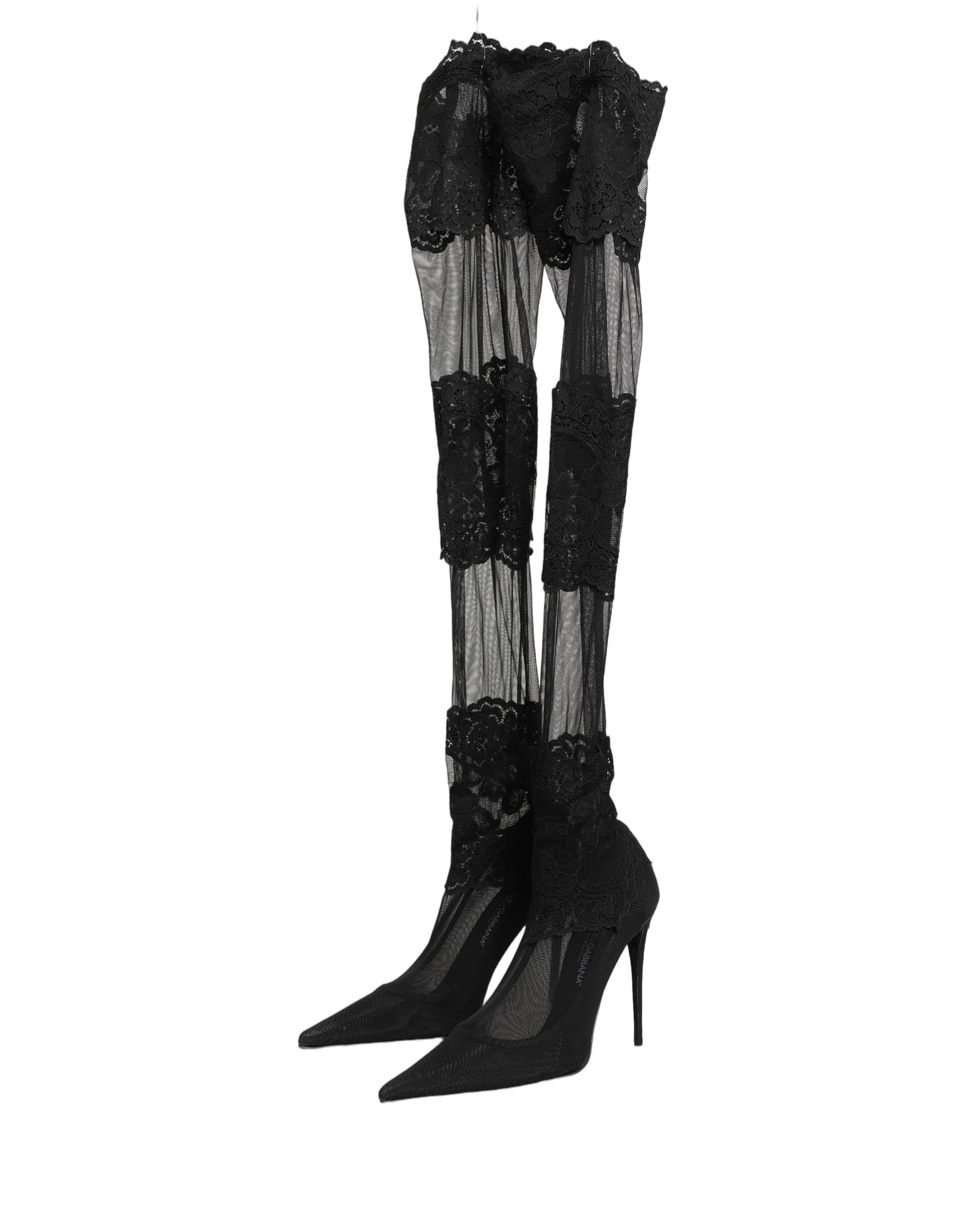 Dolce & Gabbana Black Over The Knee Sock Pumps Boots Shoes - 4