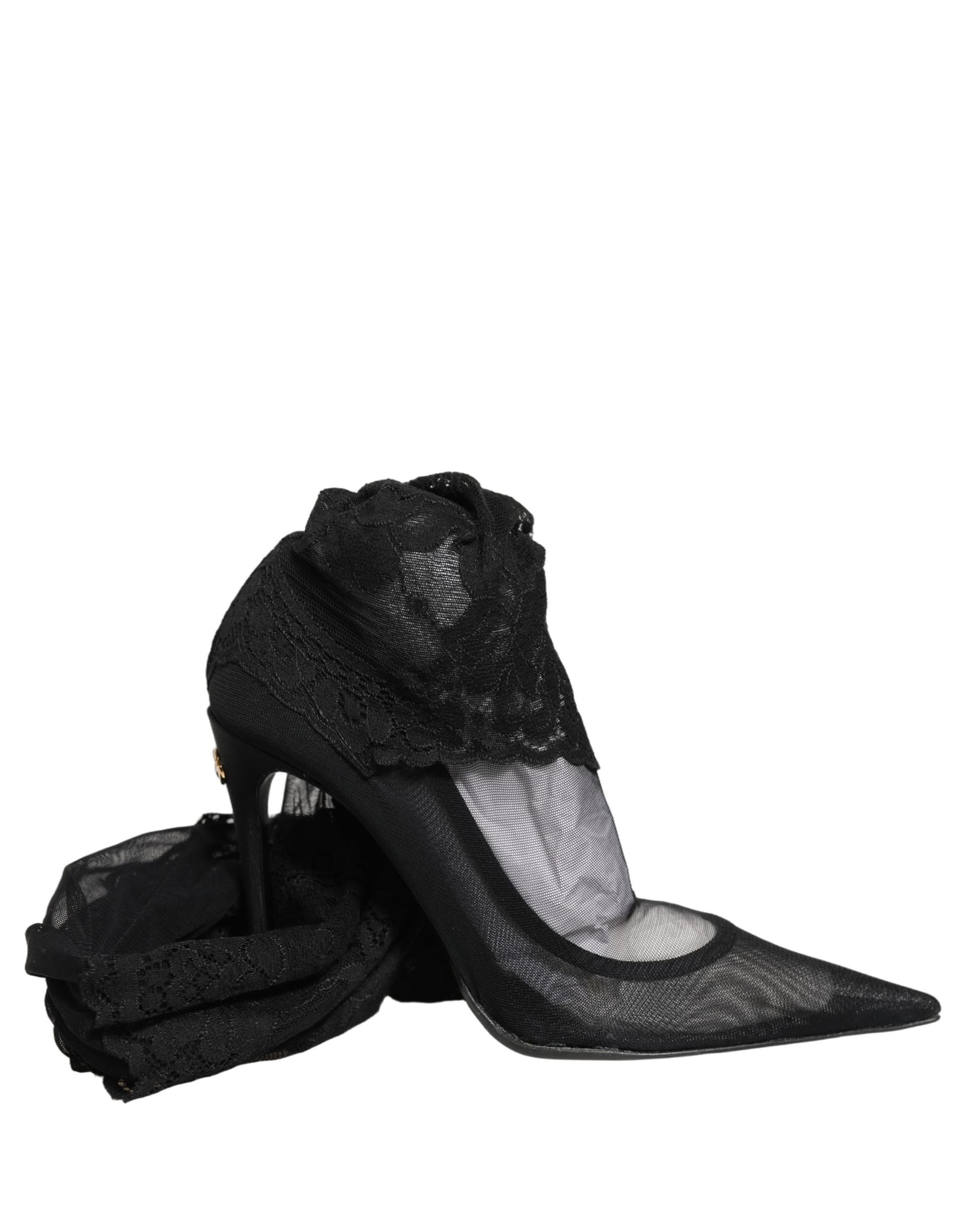 Dolce & Gabbana Black Over The Knee Sock Pumps Boots Shoes - 5