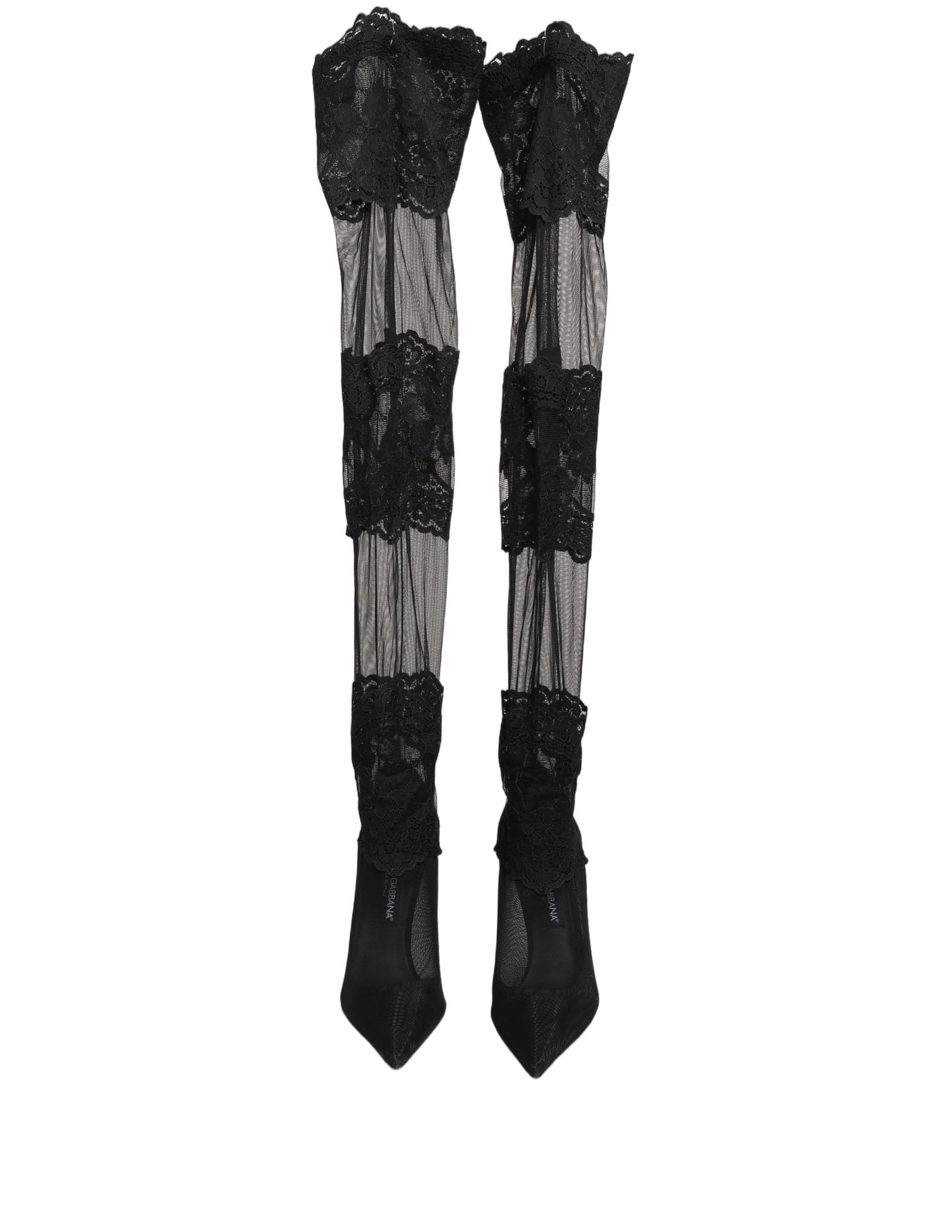 Dolce & Gabbana Black Over The Knee Sock Pumps Boots Shoes - 6