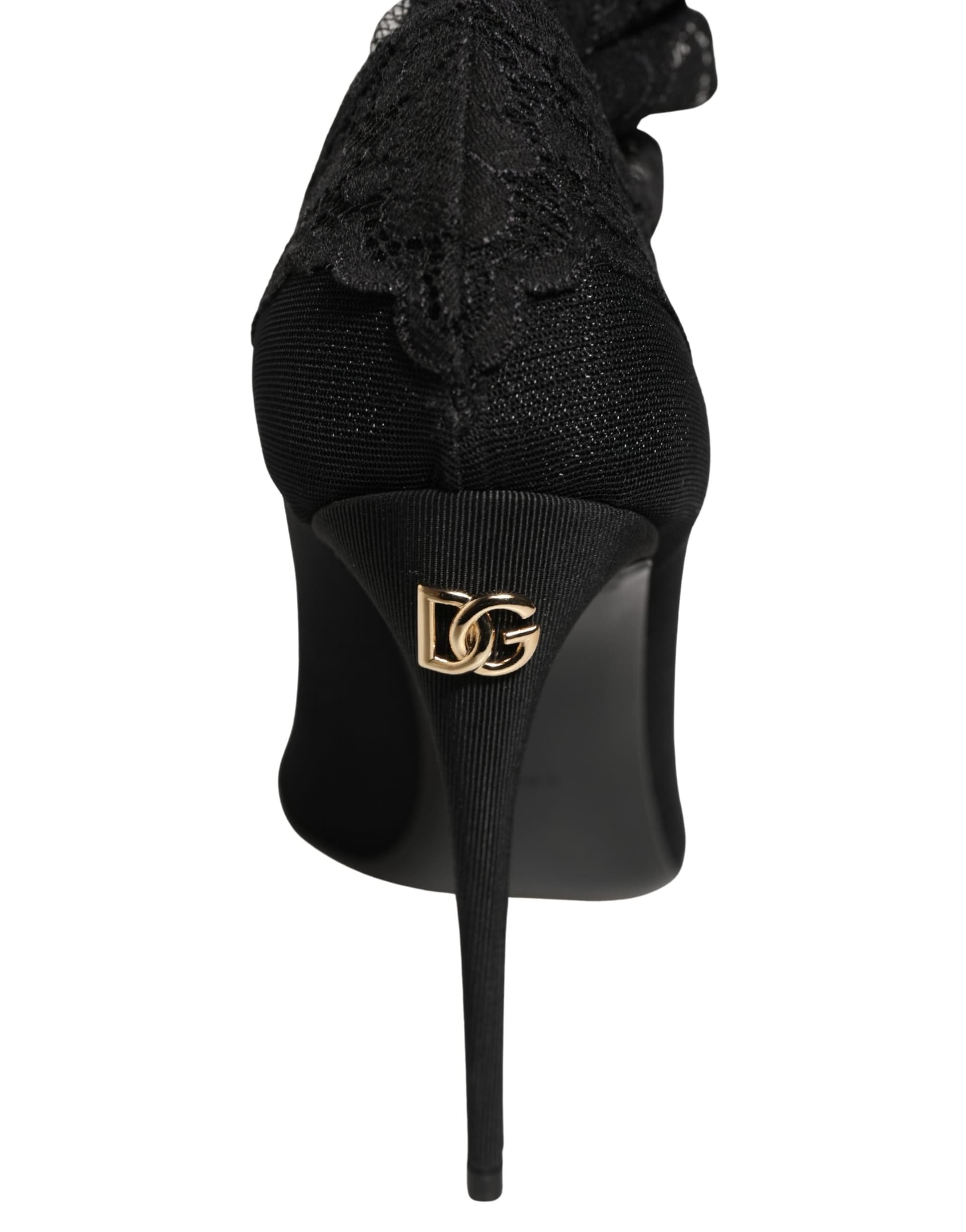 Dolce & Gabbana Black Over The Knee Sock Pumps Boots Shoes - 7