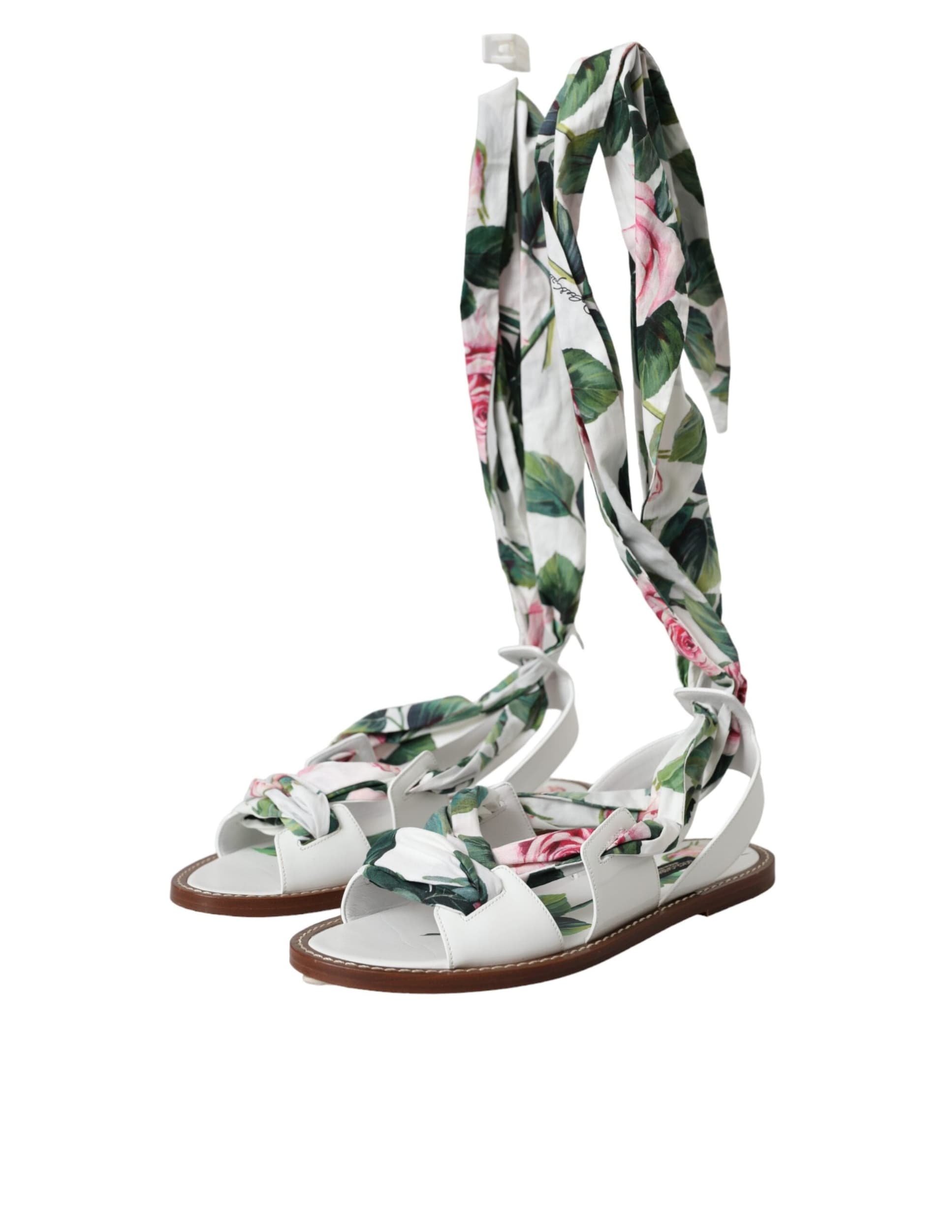 Dolce & Gabbana Multicolor Floral Print Ankle Wrap Sandals Shoes - 2