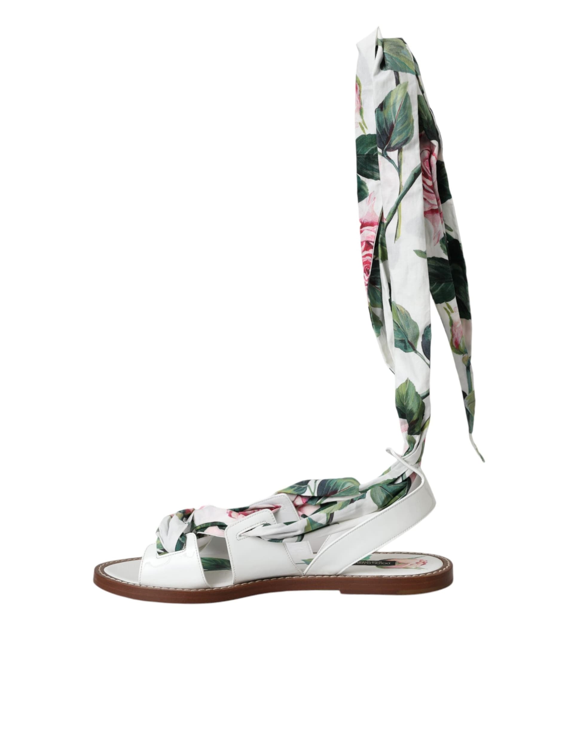 Dolce & Gabbana Multicolor Floral Print Ankle Wrap Sandals Shoes - 4