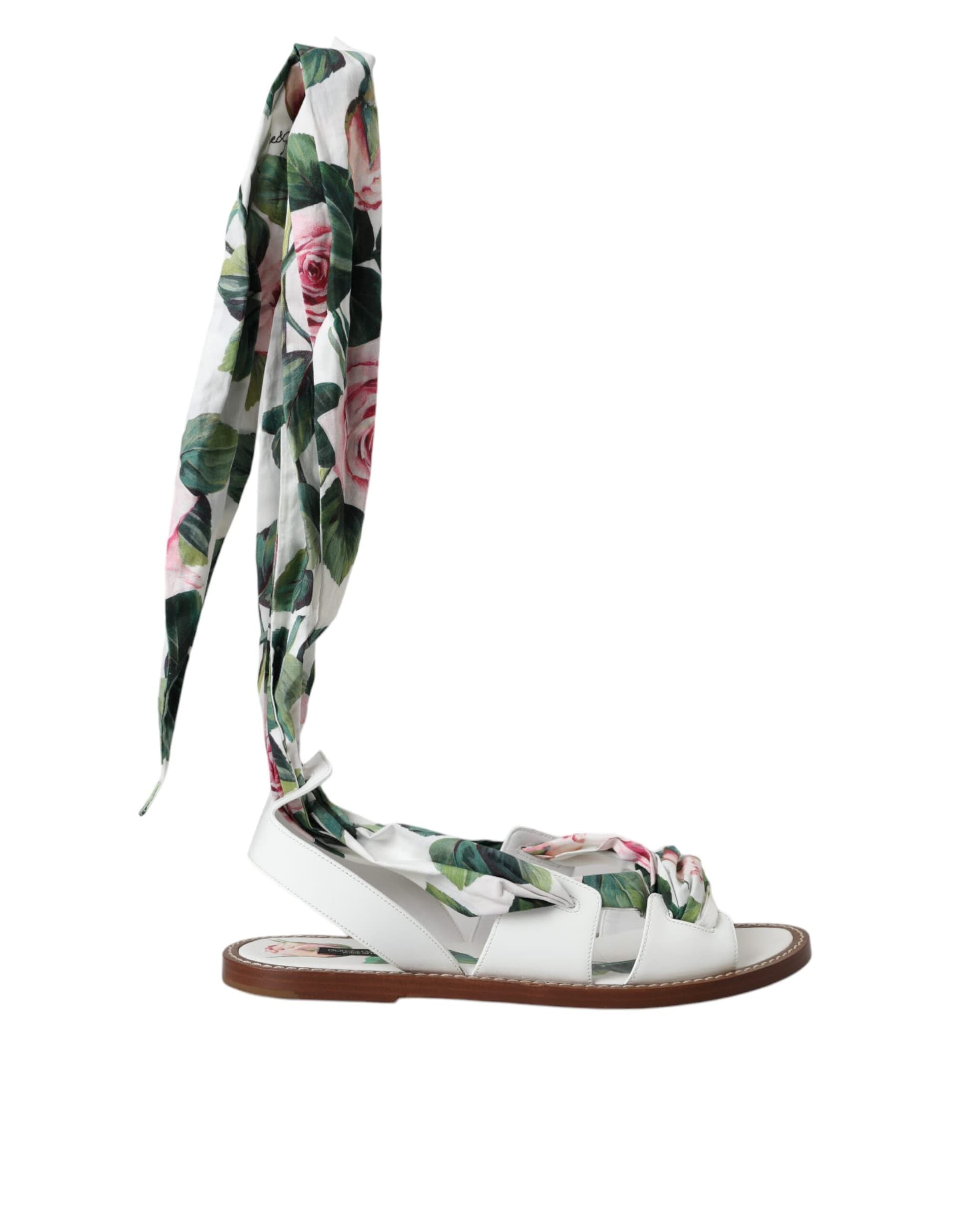 Dolce & Gabbana Multicolor Floral Print Ankle Wrap Sandals Shoes - 5