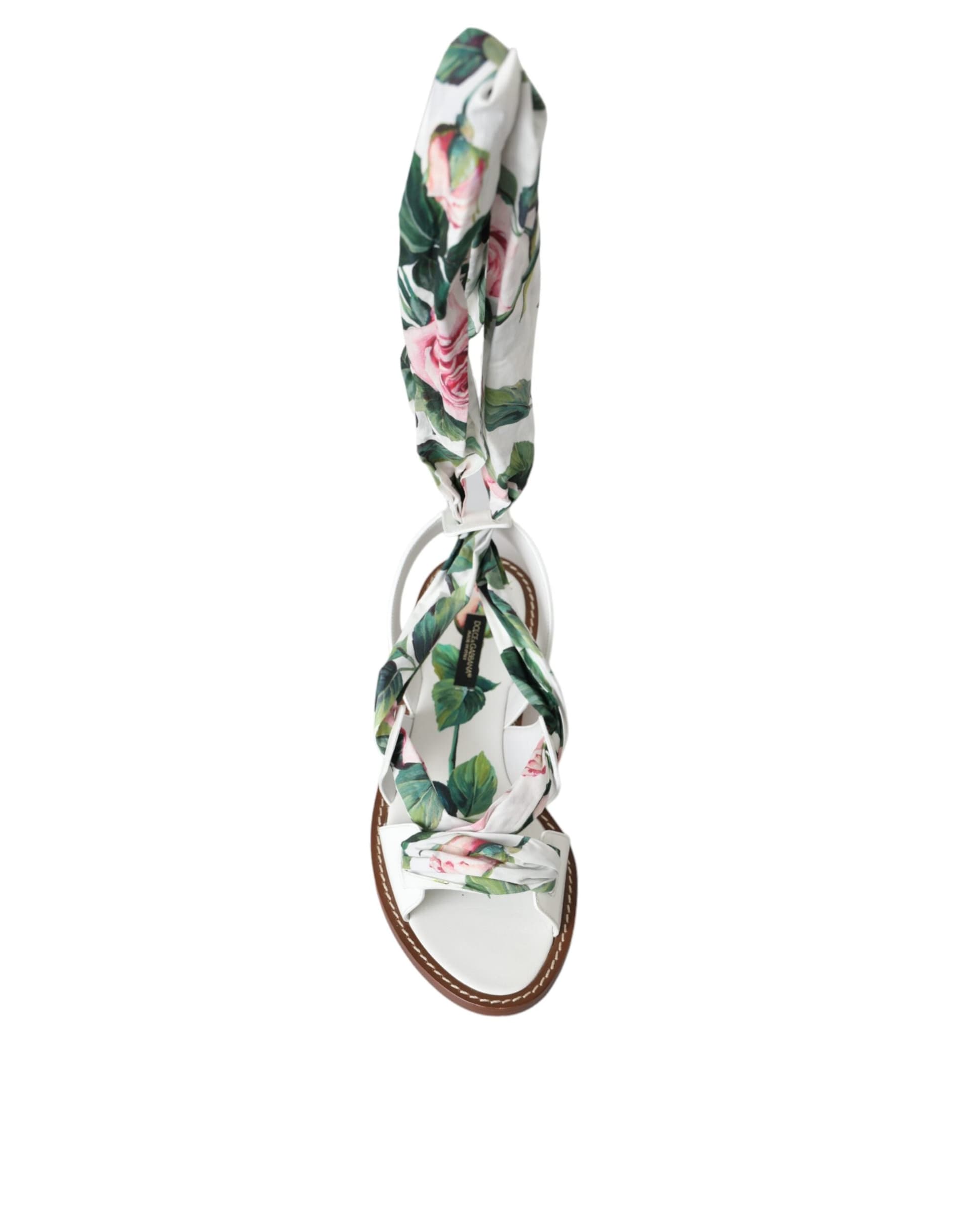 Dolce & Gabbana Multicolor Floral Print Ankle Wrap Sandals Shoes - 6