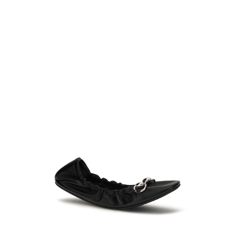 Gucci Black Calf Leather Bos Taurus Ballet Flats - 2