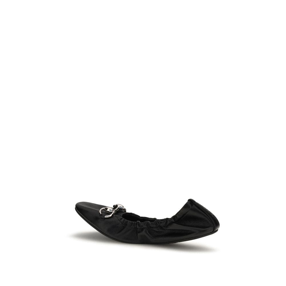 Gucci Black Calf Leather Bos Taurus Ballet Flats - 3