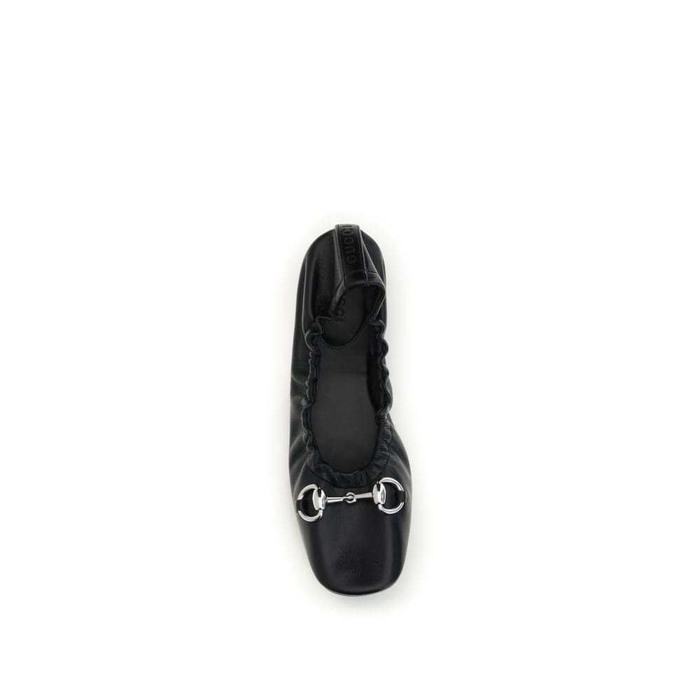 Gucci Black Calf Leather Bos Taurus Ballet Flats - 4