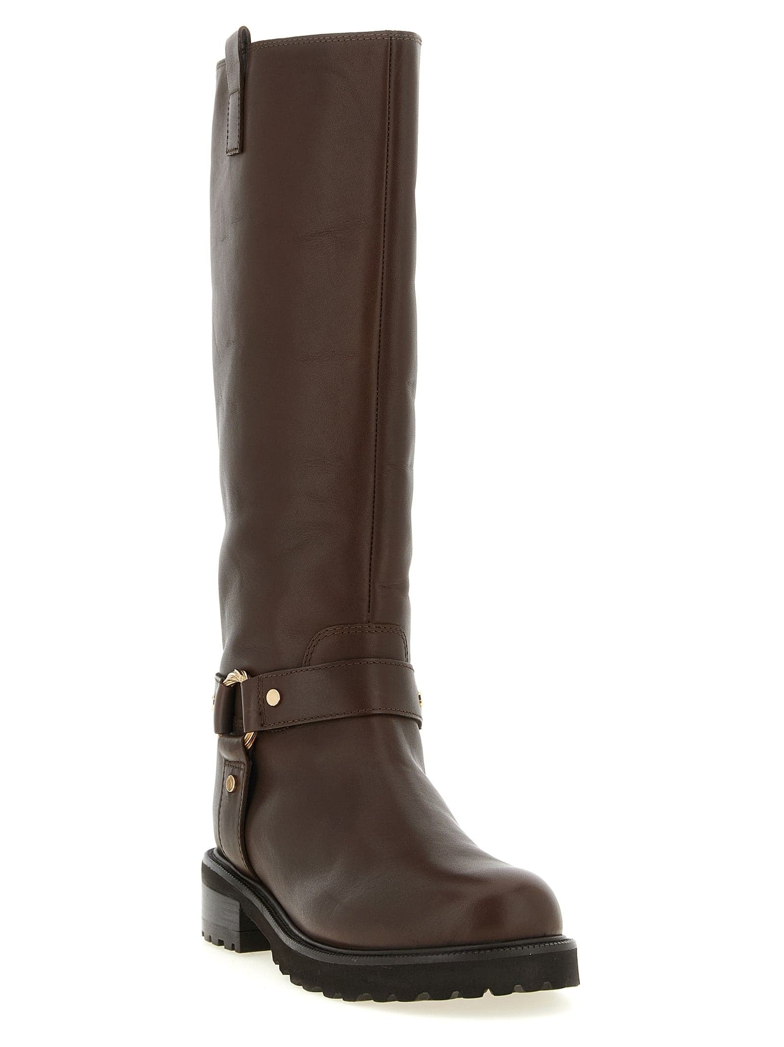 Twinset Brown Leather Over The Knee - 2