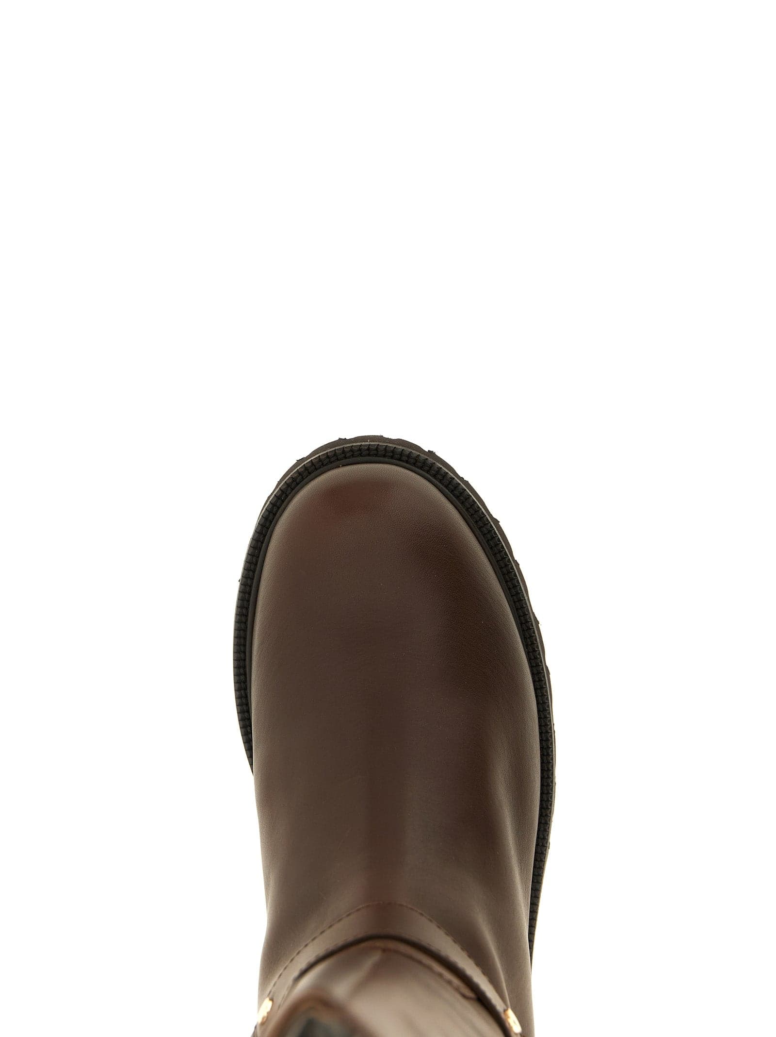 Twinset Brown Leather Over The Knee - 4