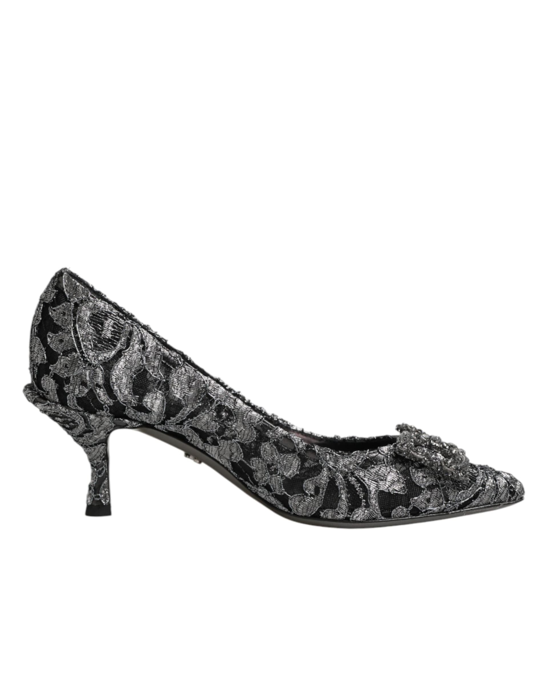 Dolce & Gabbana Silver Lace DG Amore Heels Pumps Shoes - 7