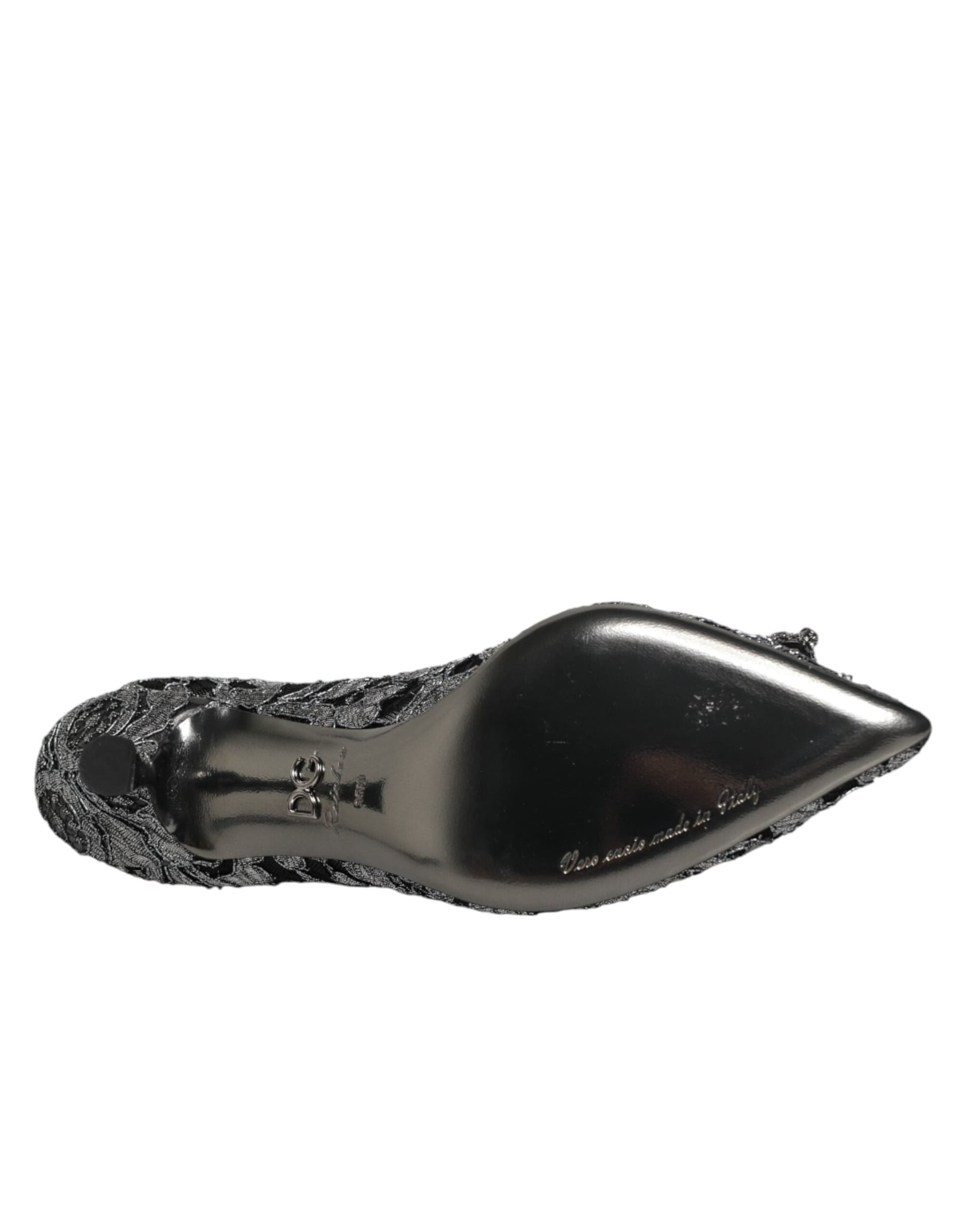 Dolce & Gabbana Silver Lace DG Amore Heels Pumps Shoes - 8