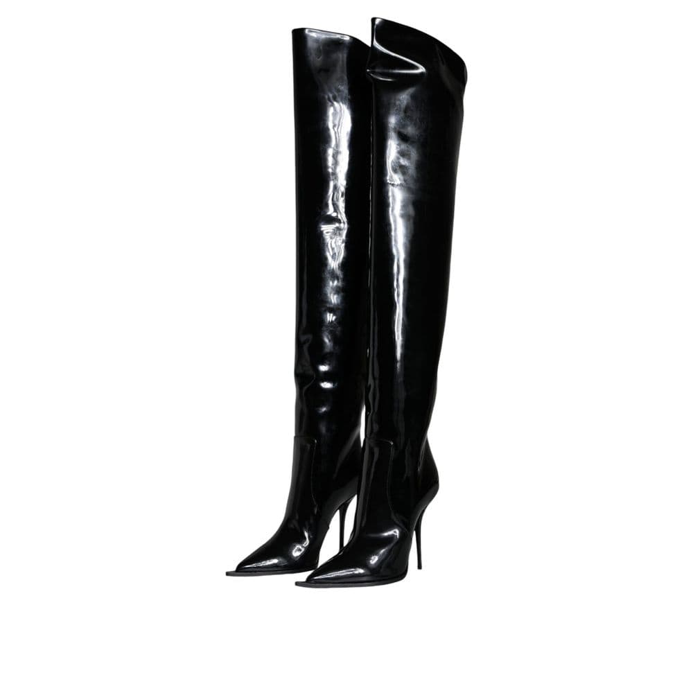 Dolce & Gabbana Black Leather Over The Knee - 2
