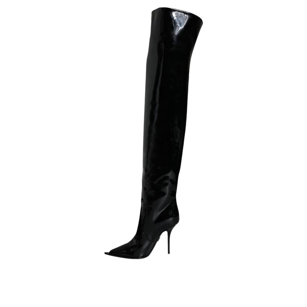Dolce & Gabbana Black Leather Over The Knee - 3