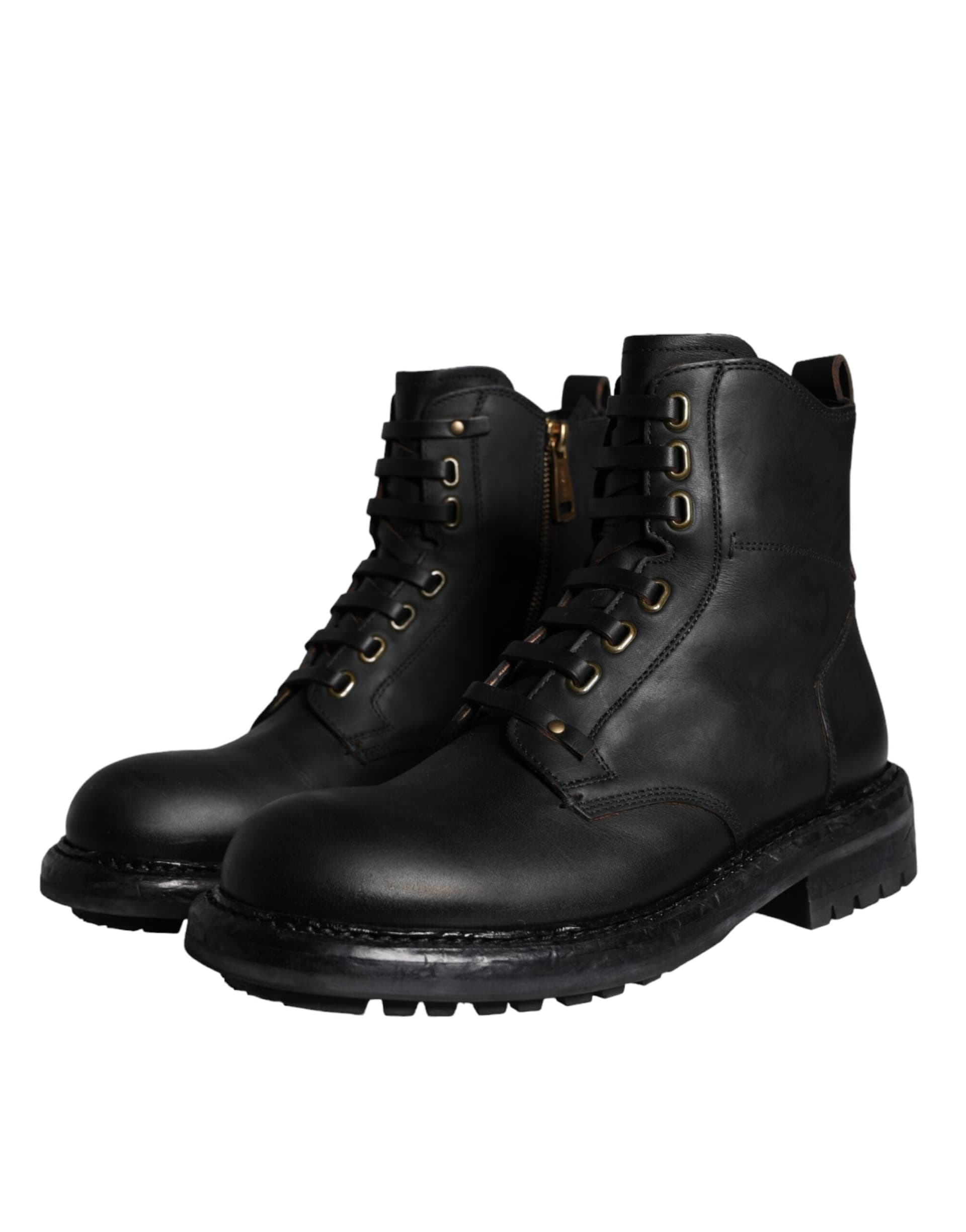 Dolce & Gabbana Black Lace Up Mid Calf Boots Men Shoes - 2
