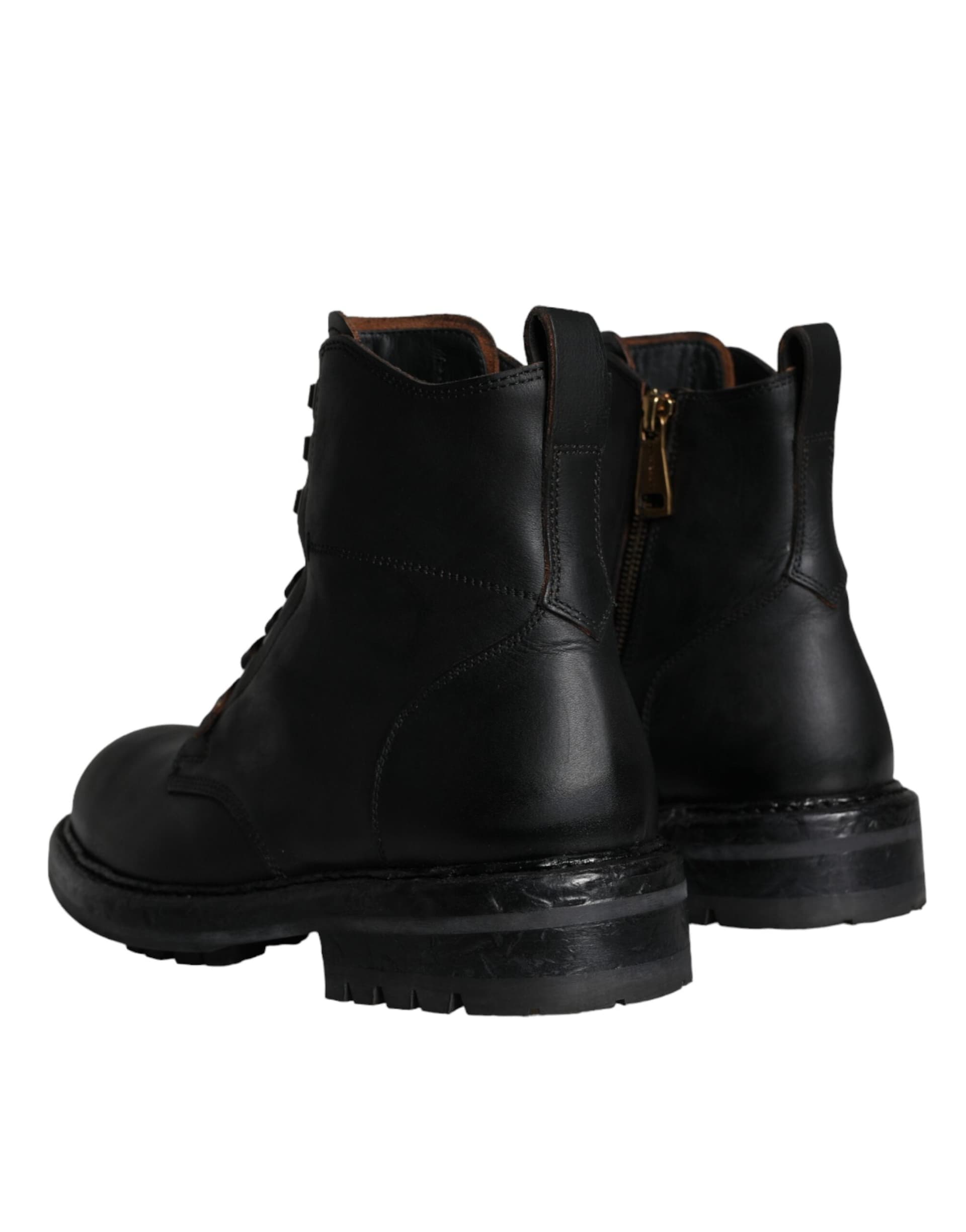 Dolce & Gabbana Black Lace Up Mid Calf Boots Men Shoes - 3