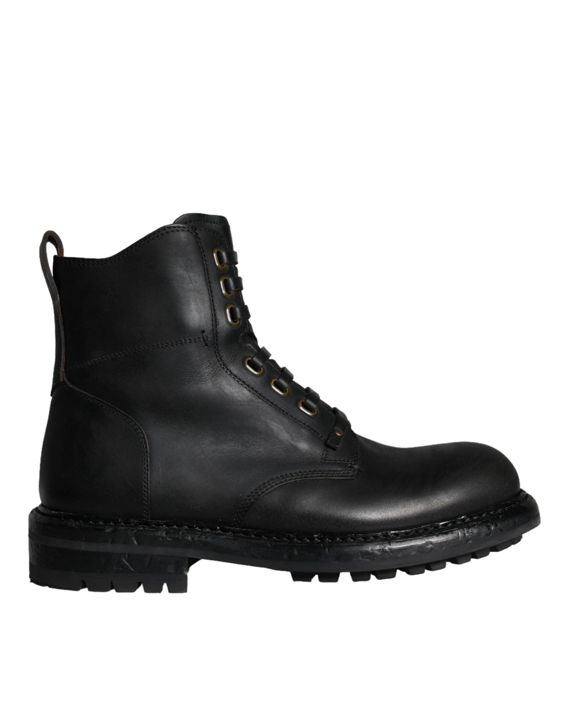 Dolce & Gabbana Black Lace Up Mid Calf Boots Men Shoes - 5