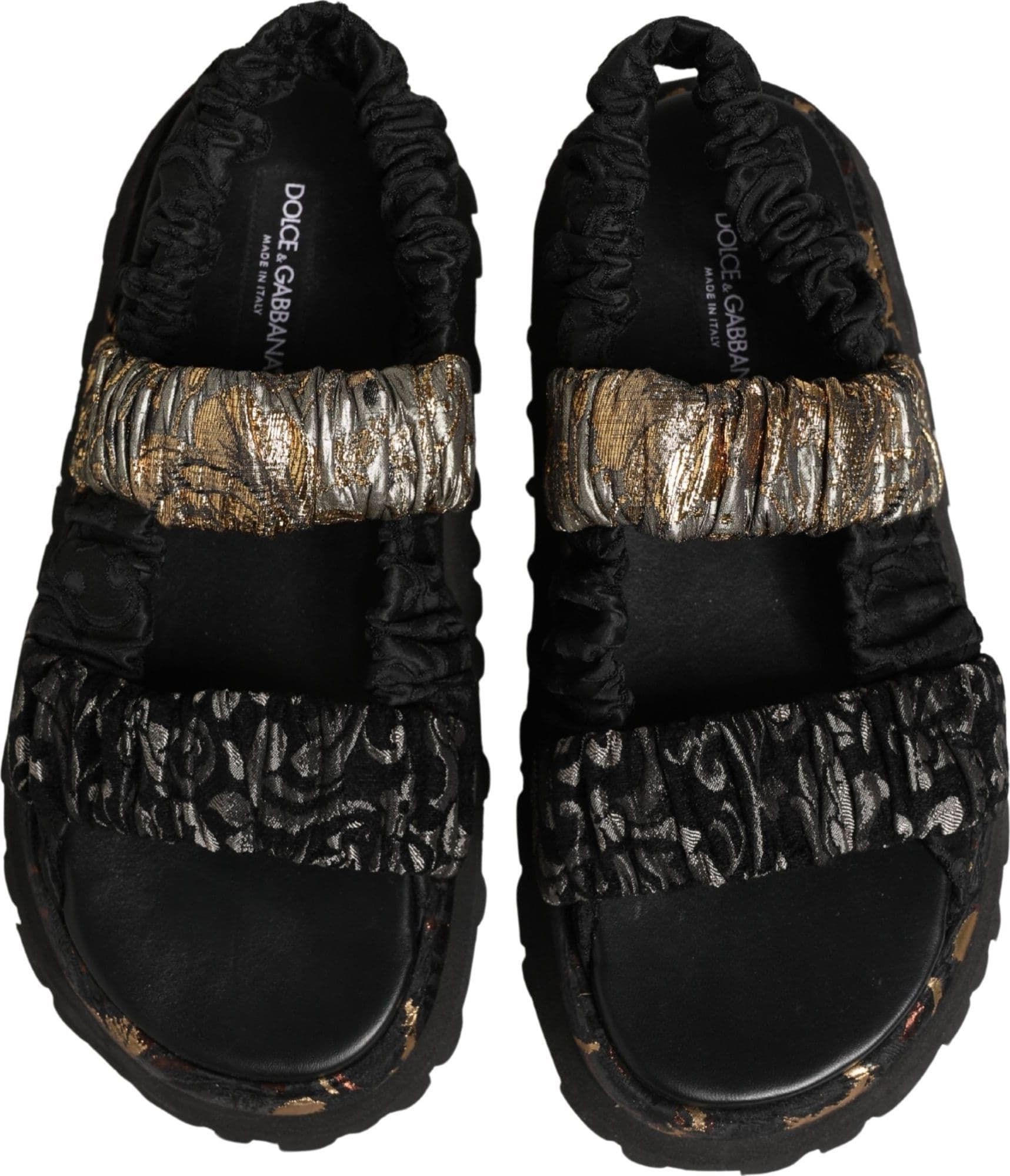 Dolce & Gabbana Black Ruching Detail Flats Men Sandals Shoes - 6
