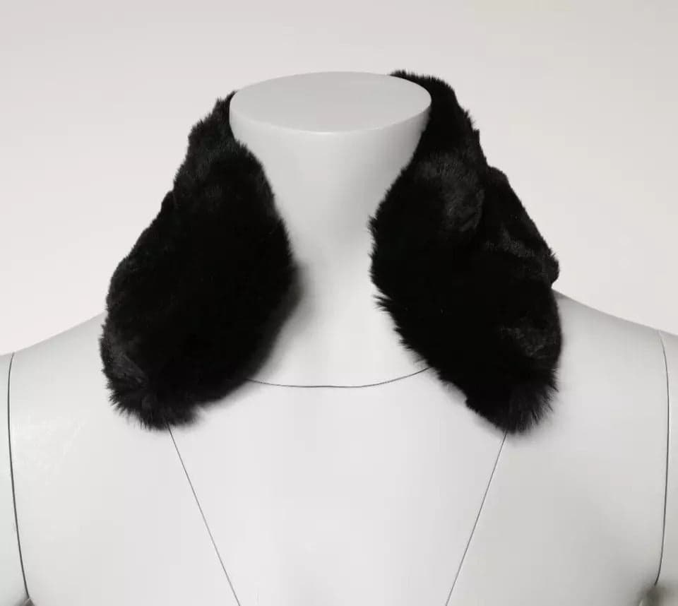 Dolce & Gabbana Black Lamb Fur Collar Women Neck Wrap Scarf - 5