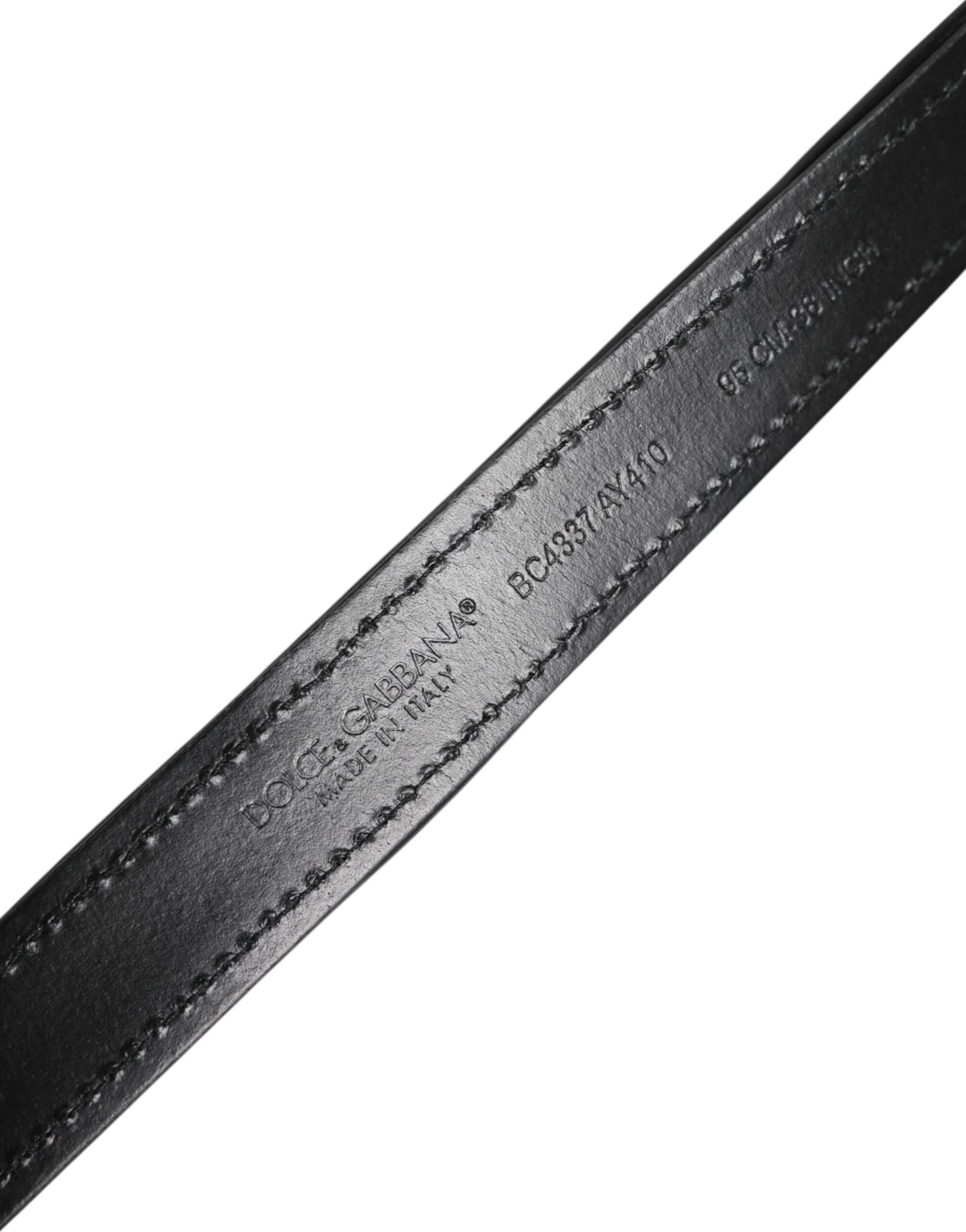 Dolce & Gabbana Black Sequin Embellished Metal Buckle Belt - 5