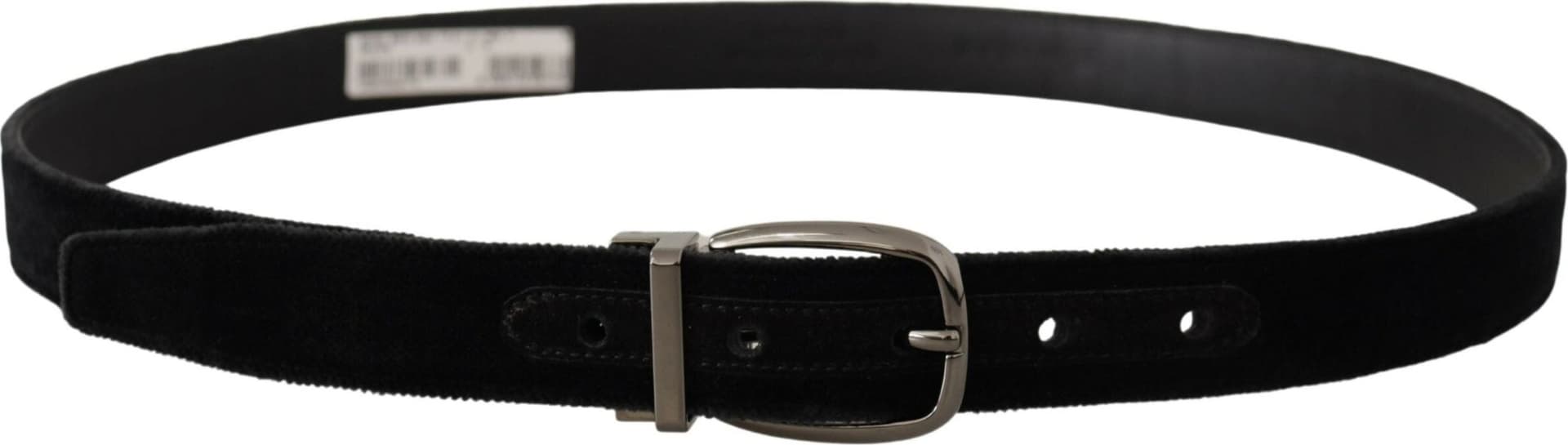 Dolce & Gabbana Black Velvet Classic Logo Engraved Metal Belt - 2