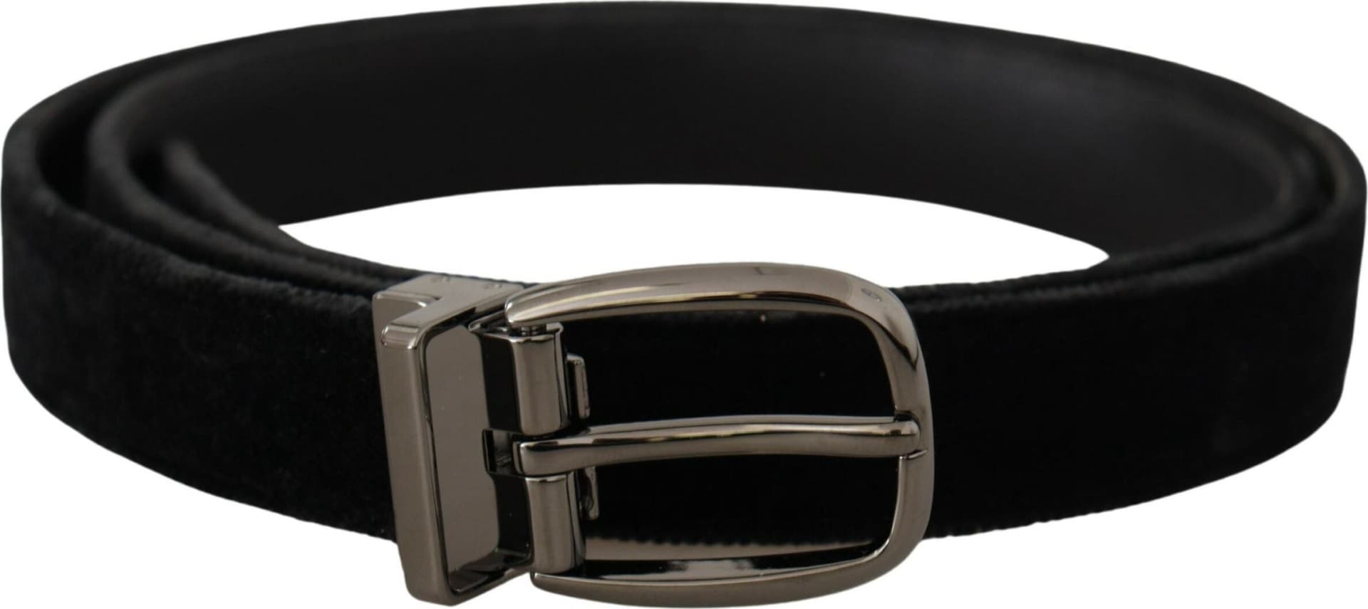 Dolce & Gabbana Black Velvet Classic Logo Engraved Metal Belt - 3