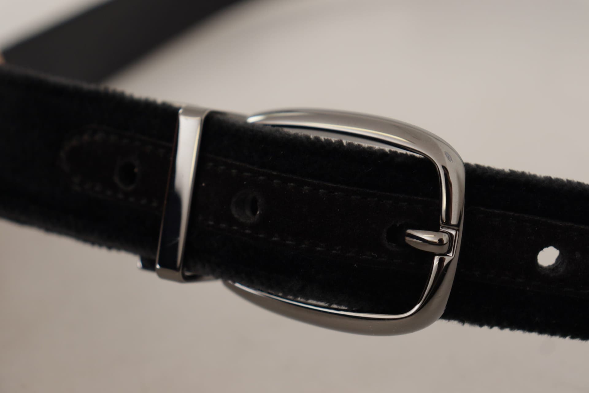 Dolce & Gabbana Black Velvet Classic Logo Engraved Metal Belt - 4
