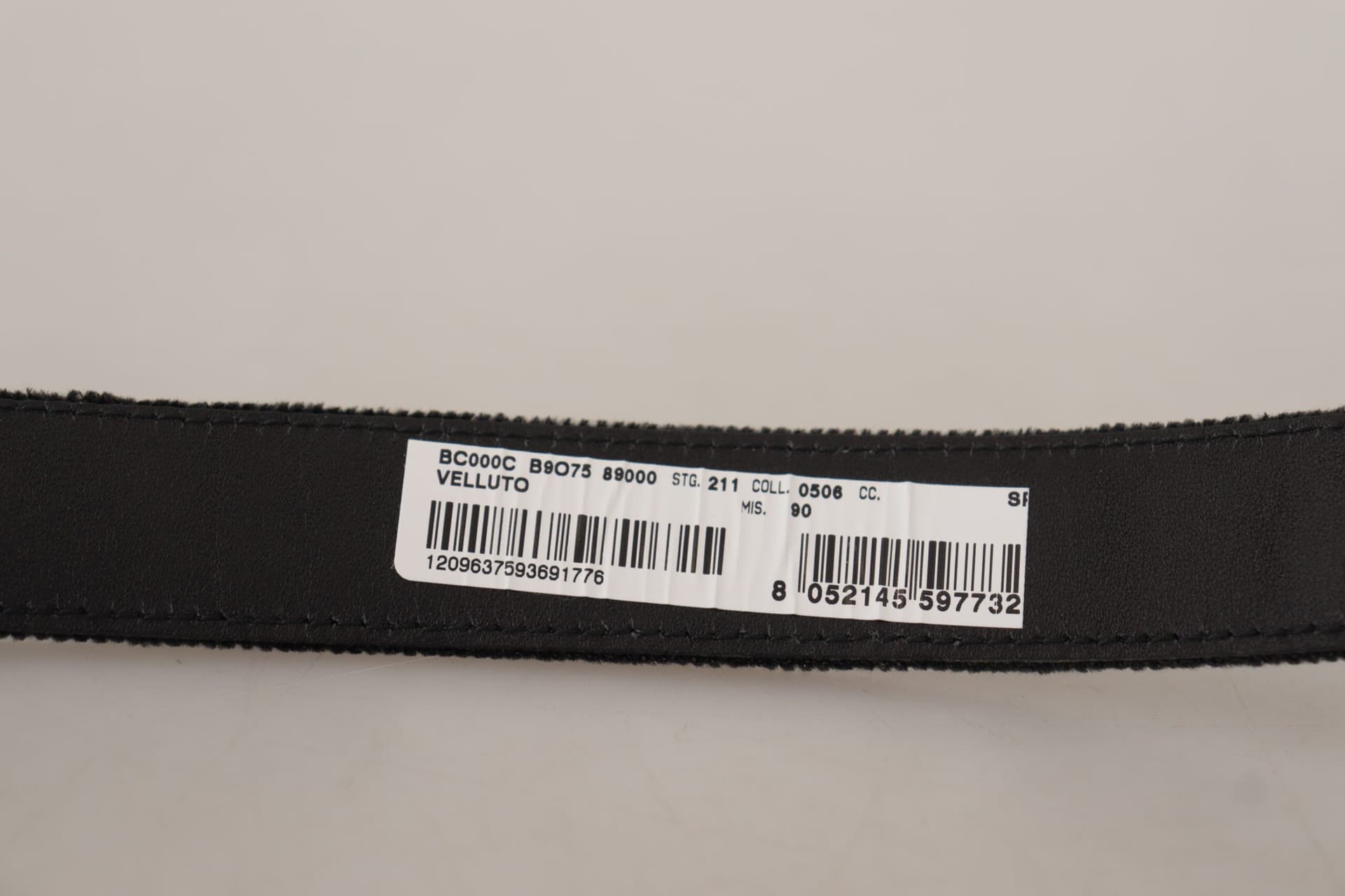 Dolce & Gabbana Black Velvet Classic Logo Engraved Metal Belt - 5