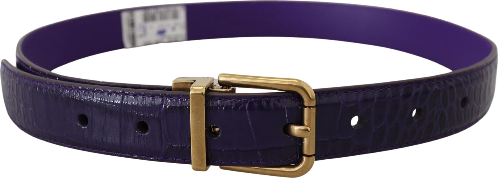 Dolce & Gabbana Purple Exotic Leather Gold Metal Buckle Belt - 4