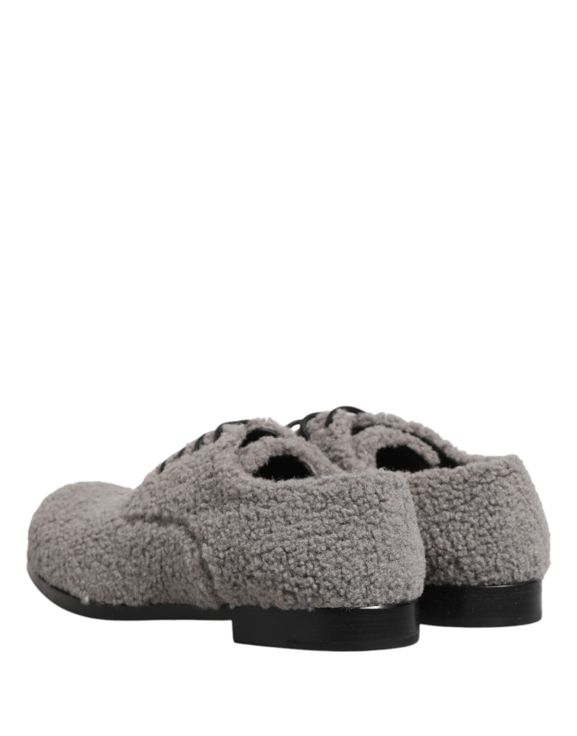 Dolce & Gabbana Gray Fleece Lace Up Men Derby Dress Shoes - 4