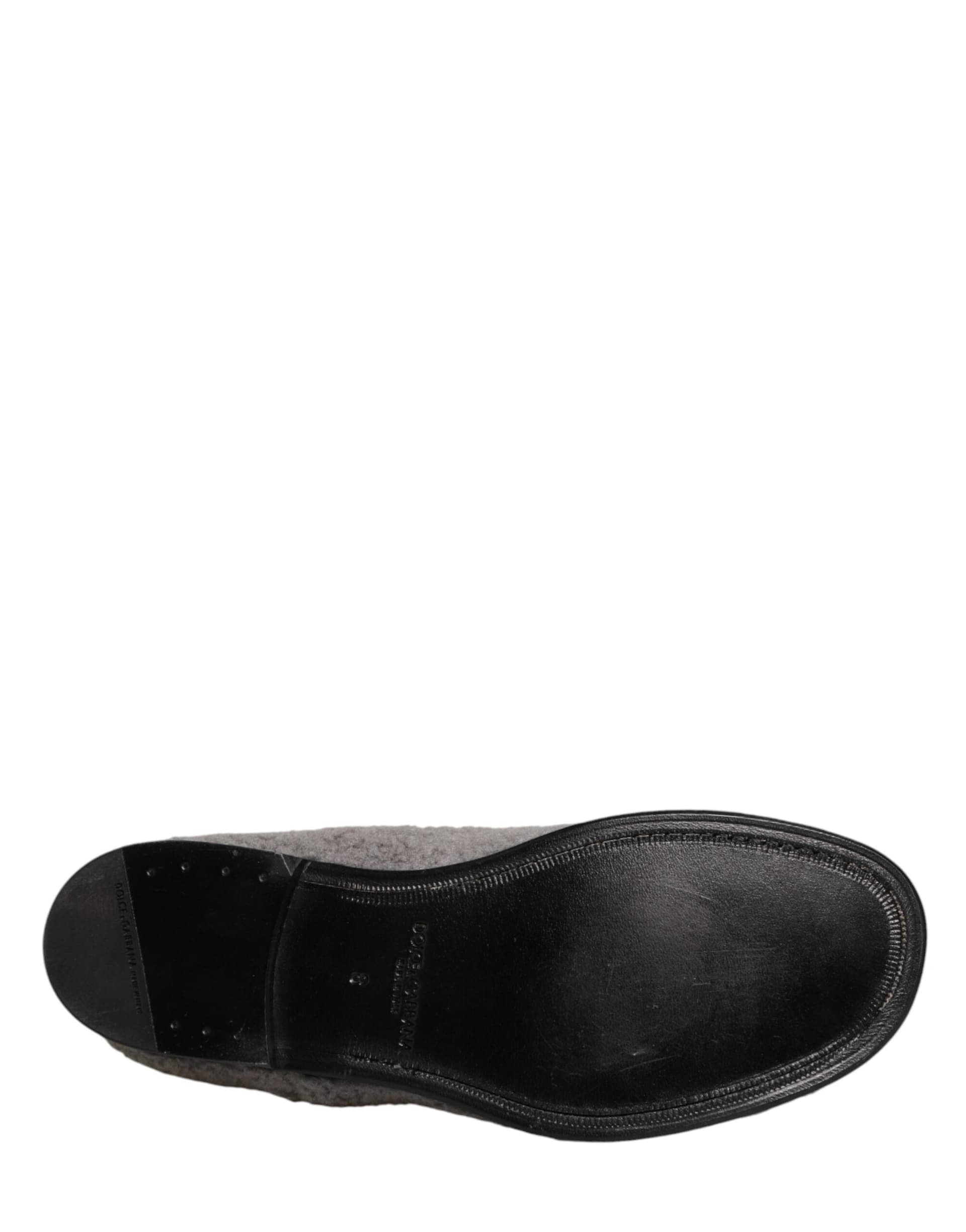 Dolce & Gabbana Gray Fleece Lace Up Men Derby Dress Shoes - 8