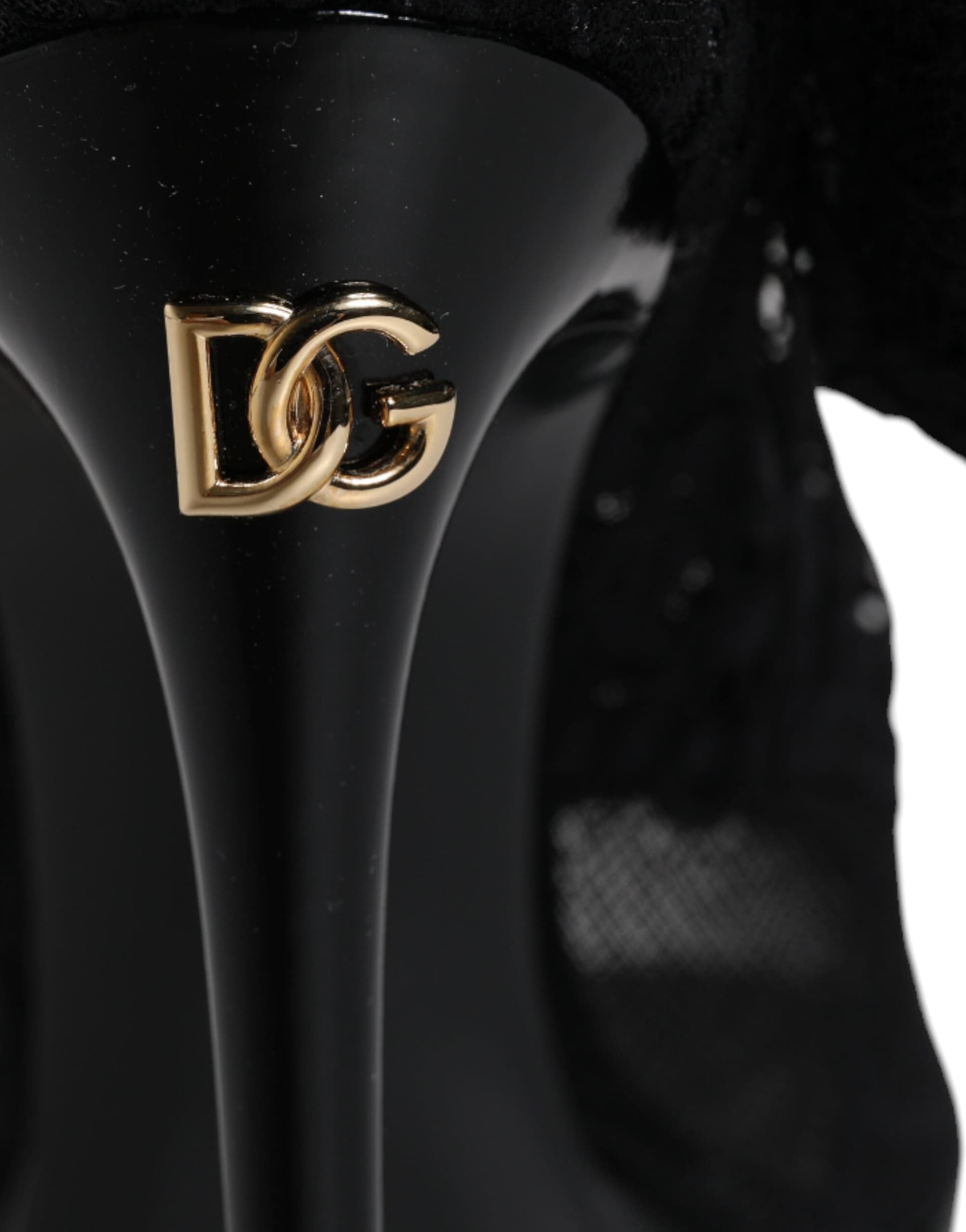 Dolce & Gabbana Black Stretch Taormina Lace Boots Shoes - 8