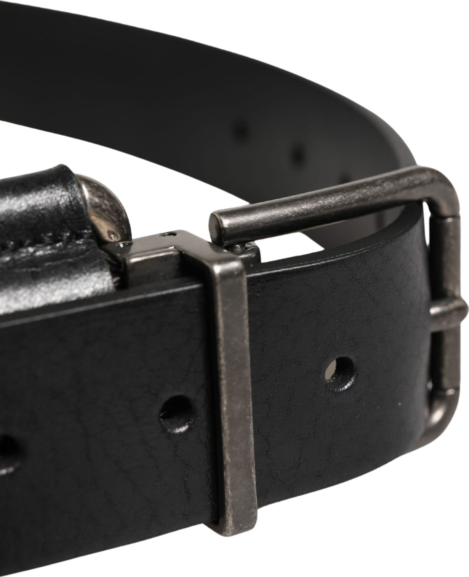 Dolce & Gabbana Black Calf Leather Silver Metal Buckle Belt - 4