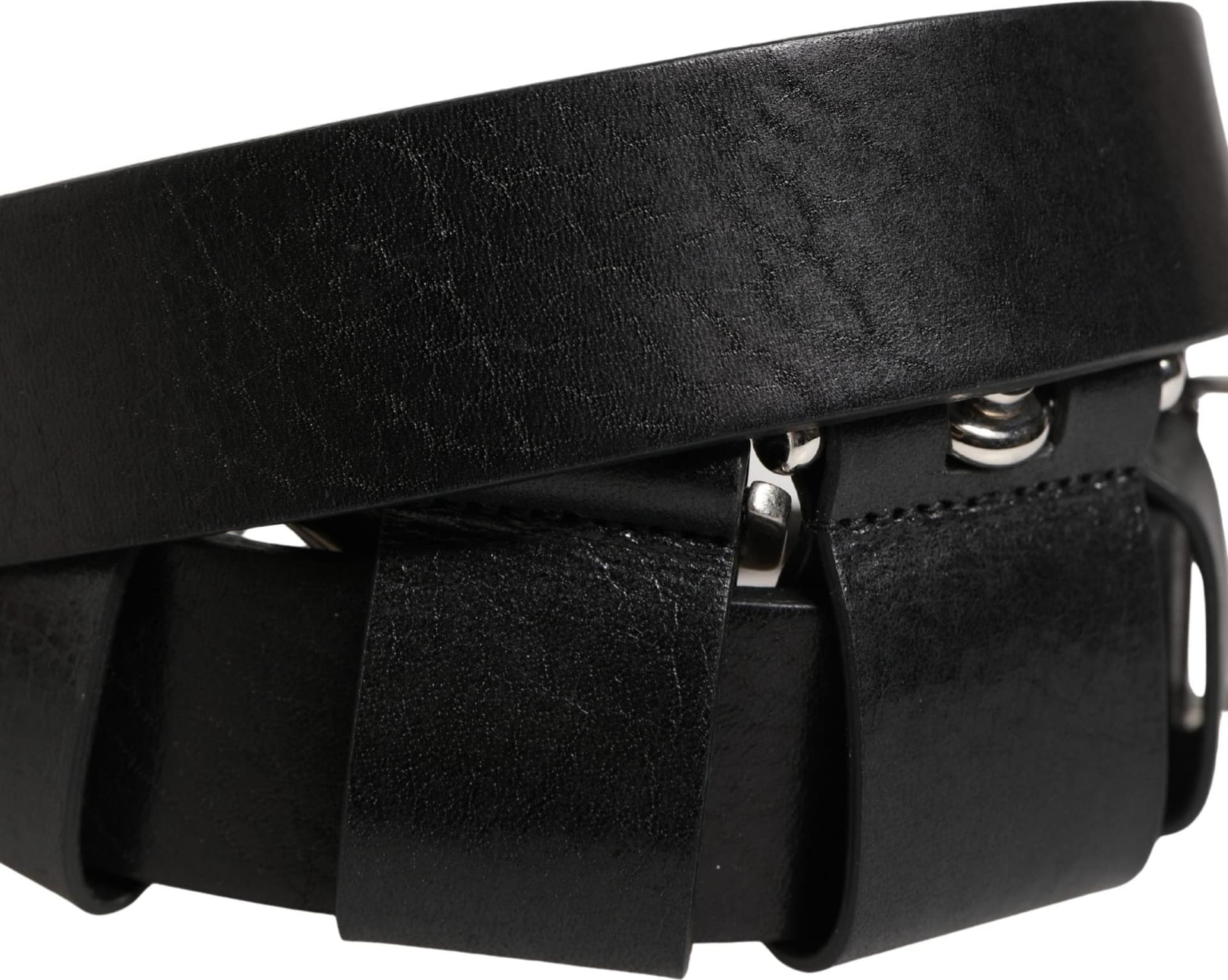 Dolce & Gabbana Black Calf Leather Silver Metal Buckle Belt - 5