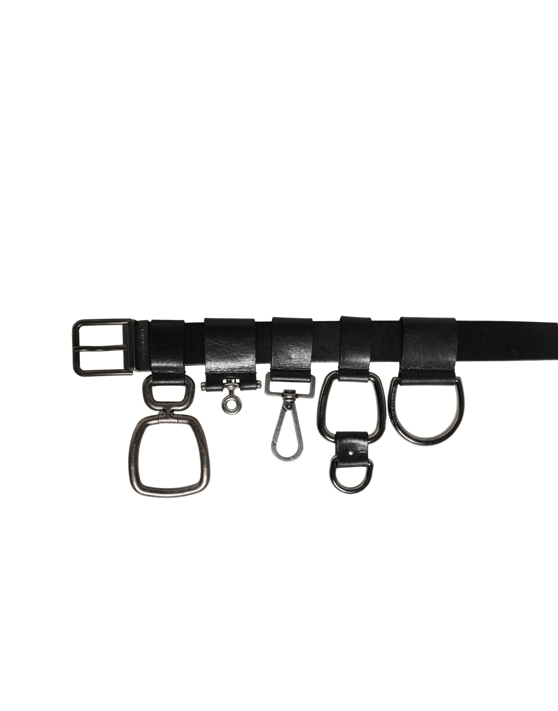 Dolce & Gabbana Black Calf Leather Silver Metal Buckle Belt - 7
