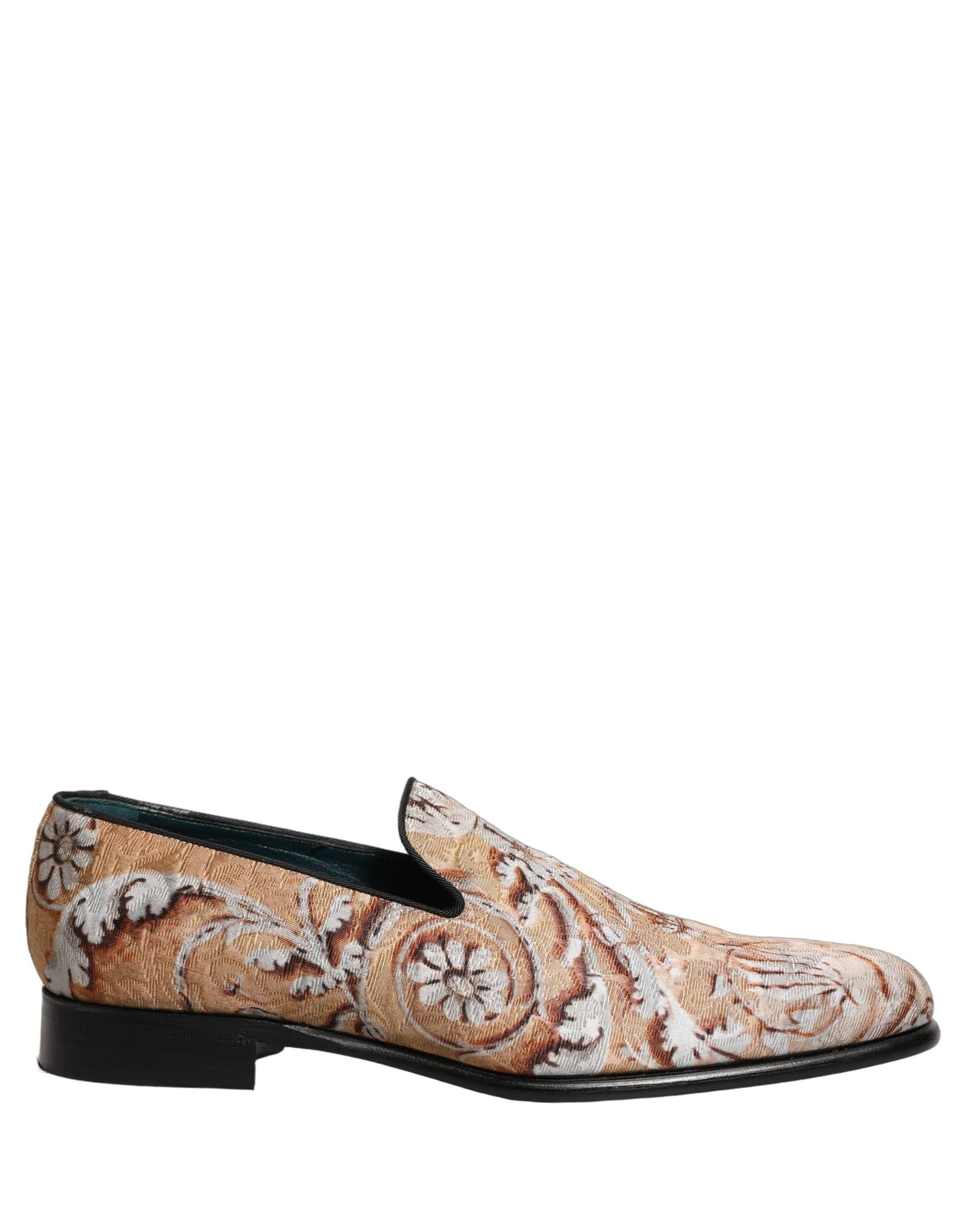 Dolce & Gabbana Gold Brocade Baroque Men Loafers Shoes - 8