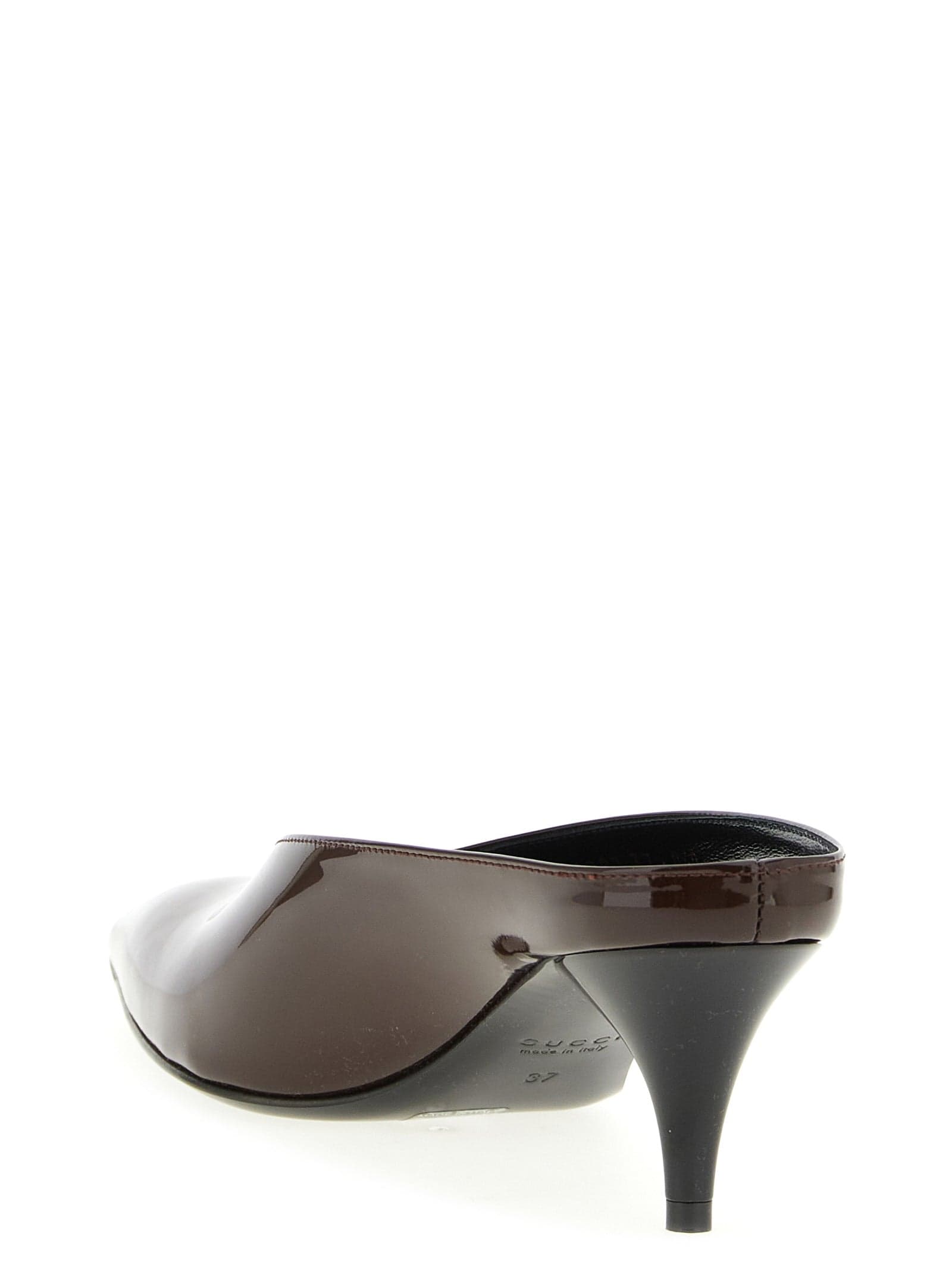 Gucci Bordeaux Calfskin Mid Heel Pumps - 3
