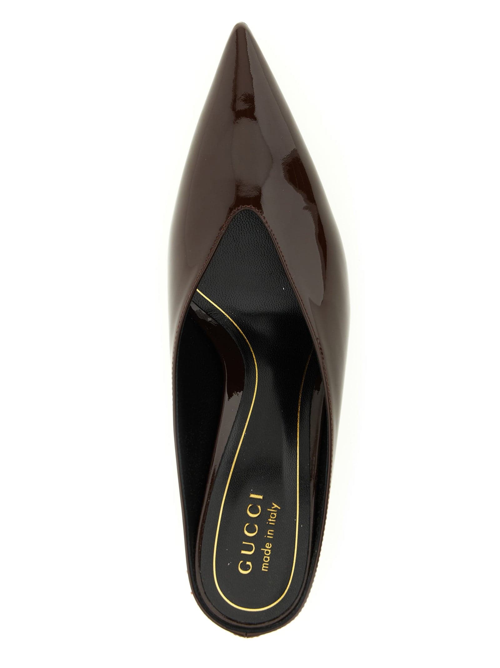 Gucci Bordeaux Calfskin Mid Heel Pumps - 4
