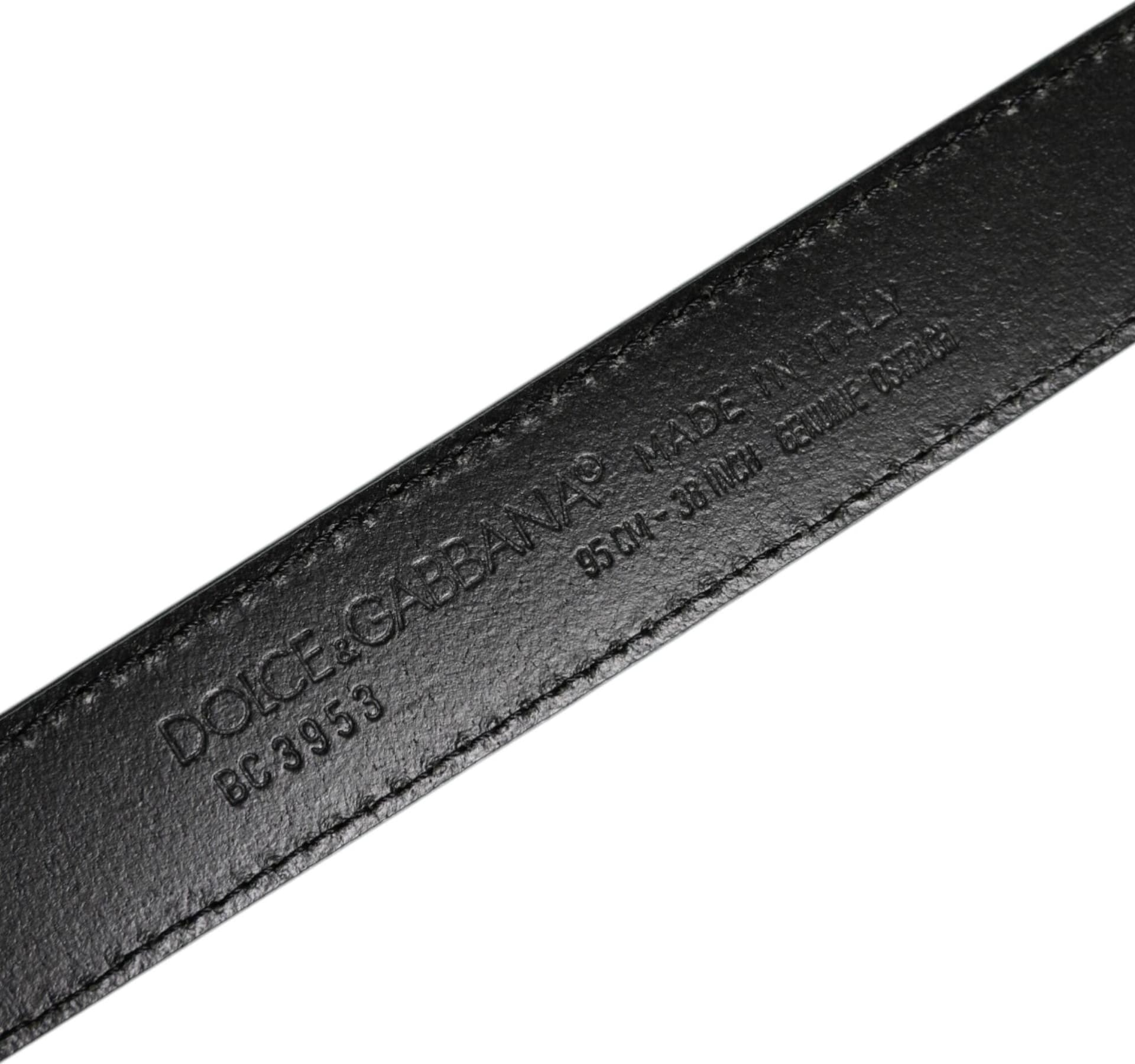 Dolce & Gabbana Green Leather Silver Tone Metal Buckle Belt - 5