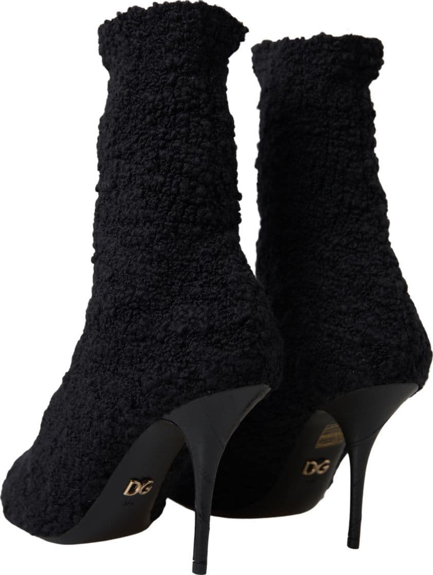 Dolce & Gabbana Black Stiletto Heels Mid Calf Boots - 2