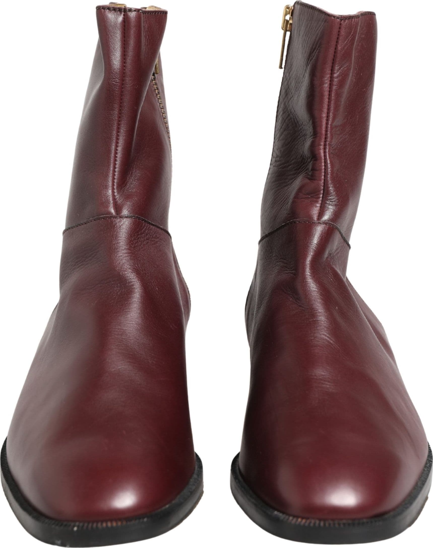 Dolce & Gabbana Maroon Leather Flats Biker Ankle Boots Shoes - 8