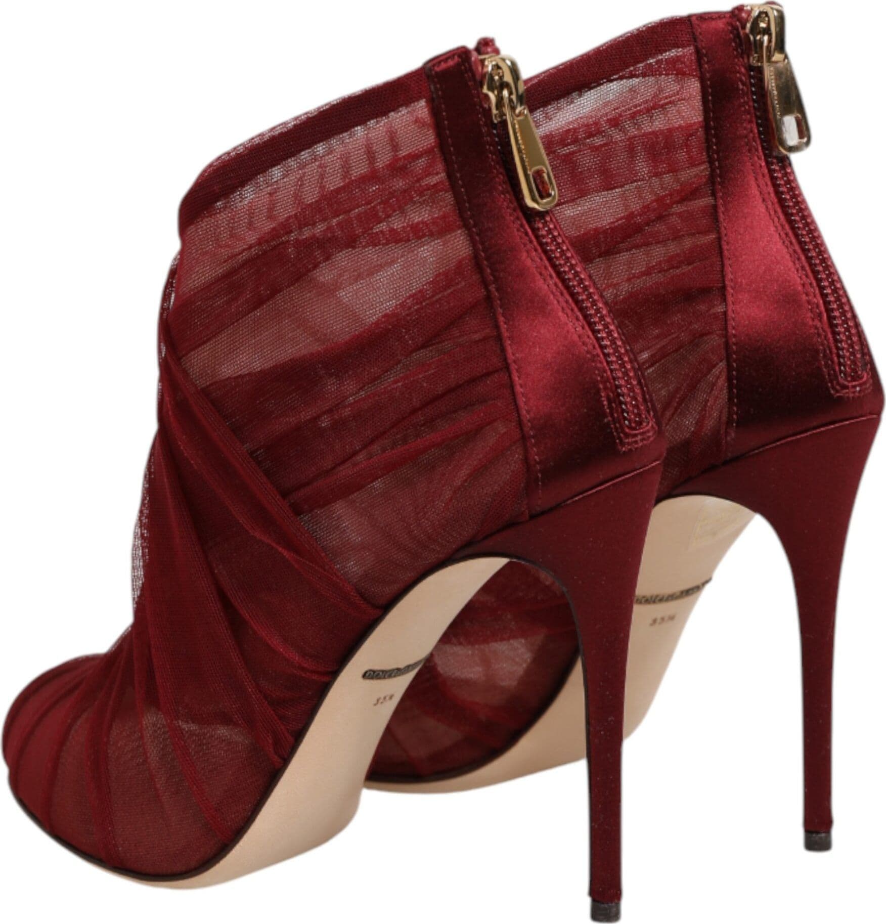 Dolce & Gabbana Red Tulle Ankle Boots Stiletto Heels Shoes - 4