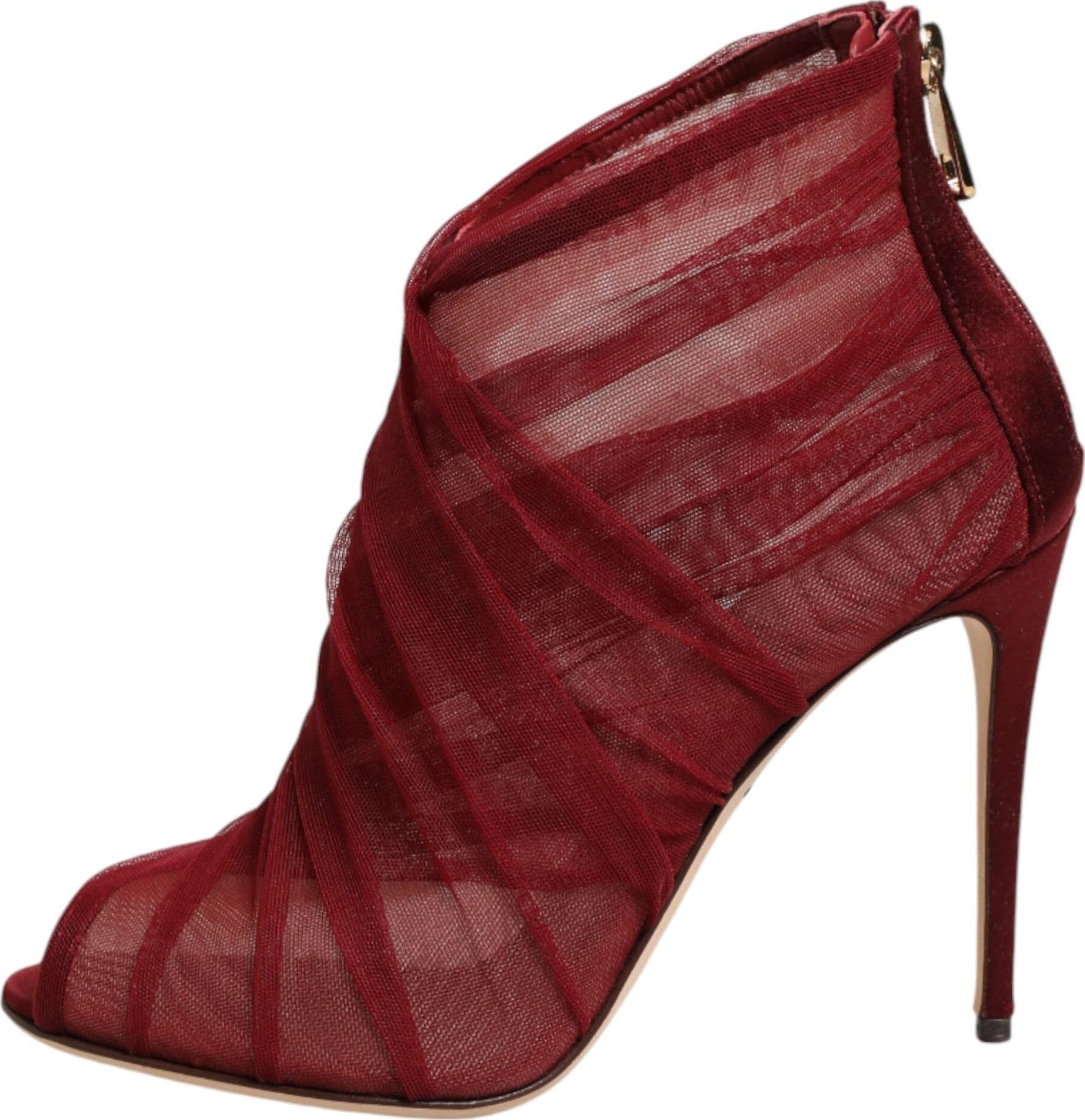 Dolce & Gabbana Red Tulle Ankle Boots Stiletto Heels Shoes - 5