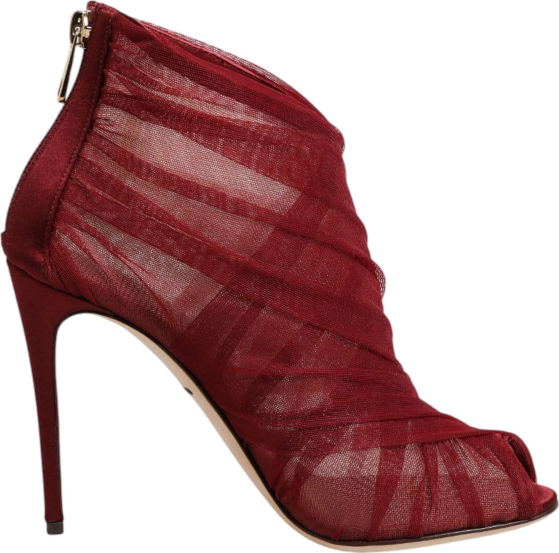 Dolce & Gabbana Red Tulle Ankle Boots Stiletto Heels Shoes - 7